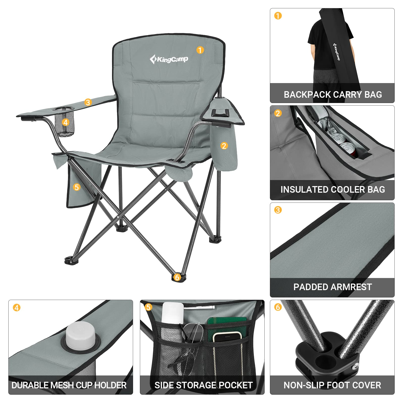 KingCamp Oversized Padded Arm Chair with Cooler