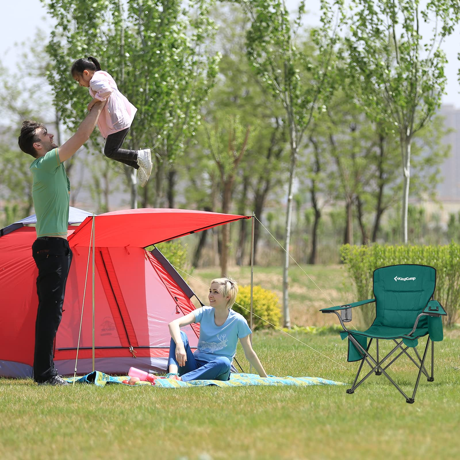 KingCamp Oversized Padded Arm Chair with Cooler