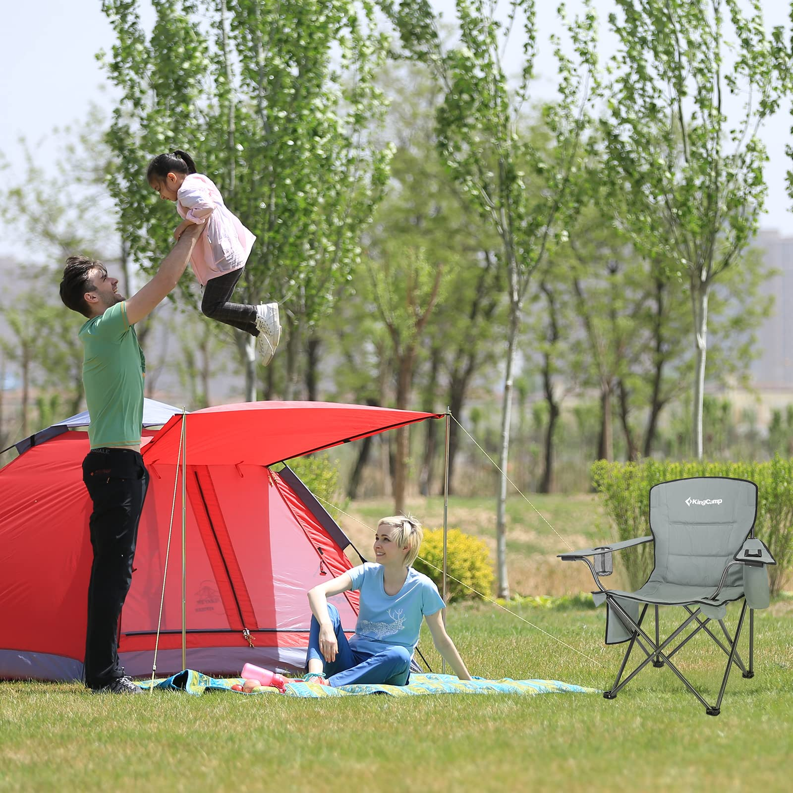 KingCamp Oversized Padded Arm Chair with Cooler