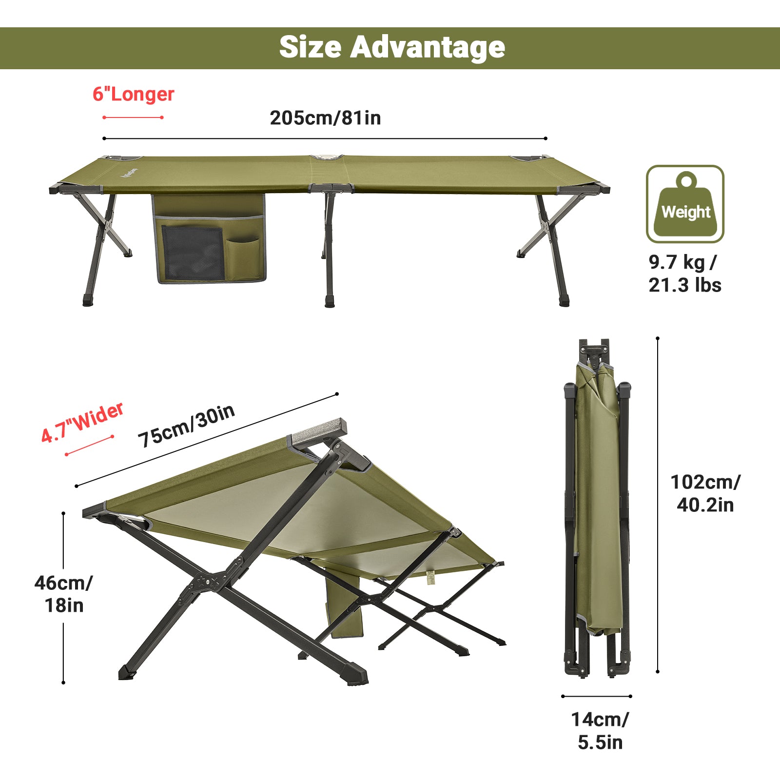 KingCamp Portable Camping Heavy Duty Cot