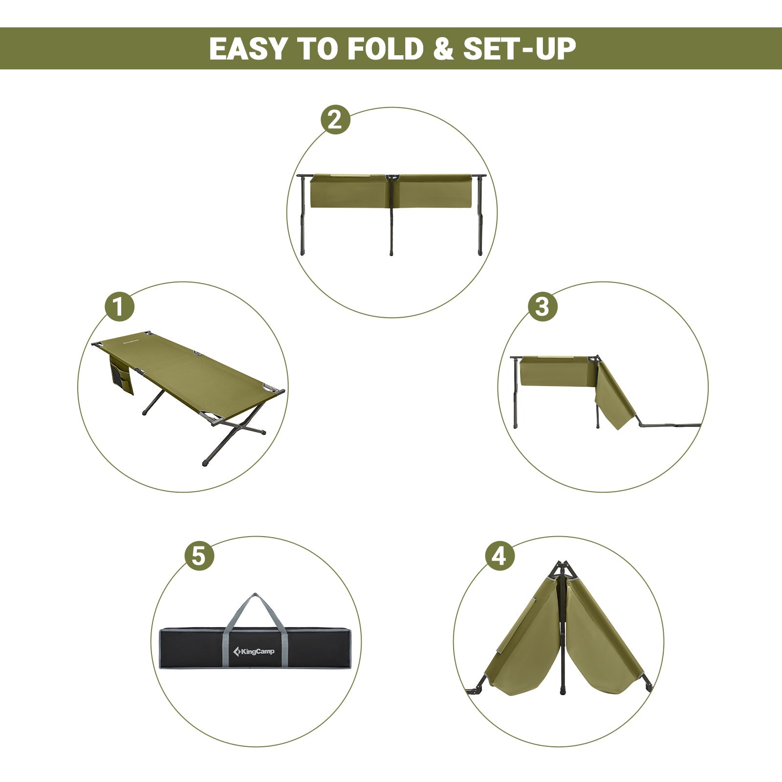 KingCamp Portable Camping Heavy Duty Cot