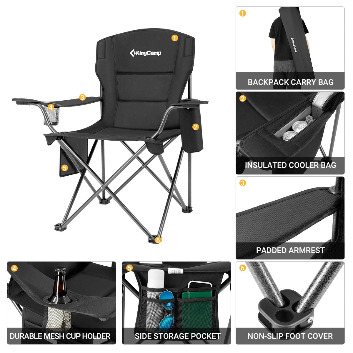 KingCamp Oversized Padded Arm Chair with Cooler