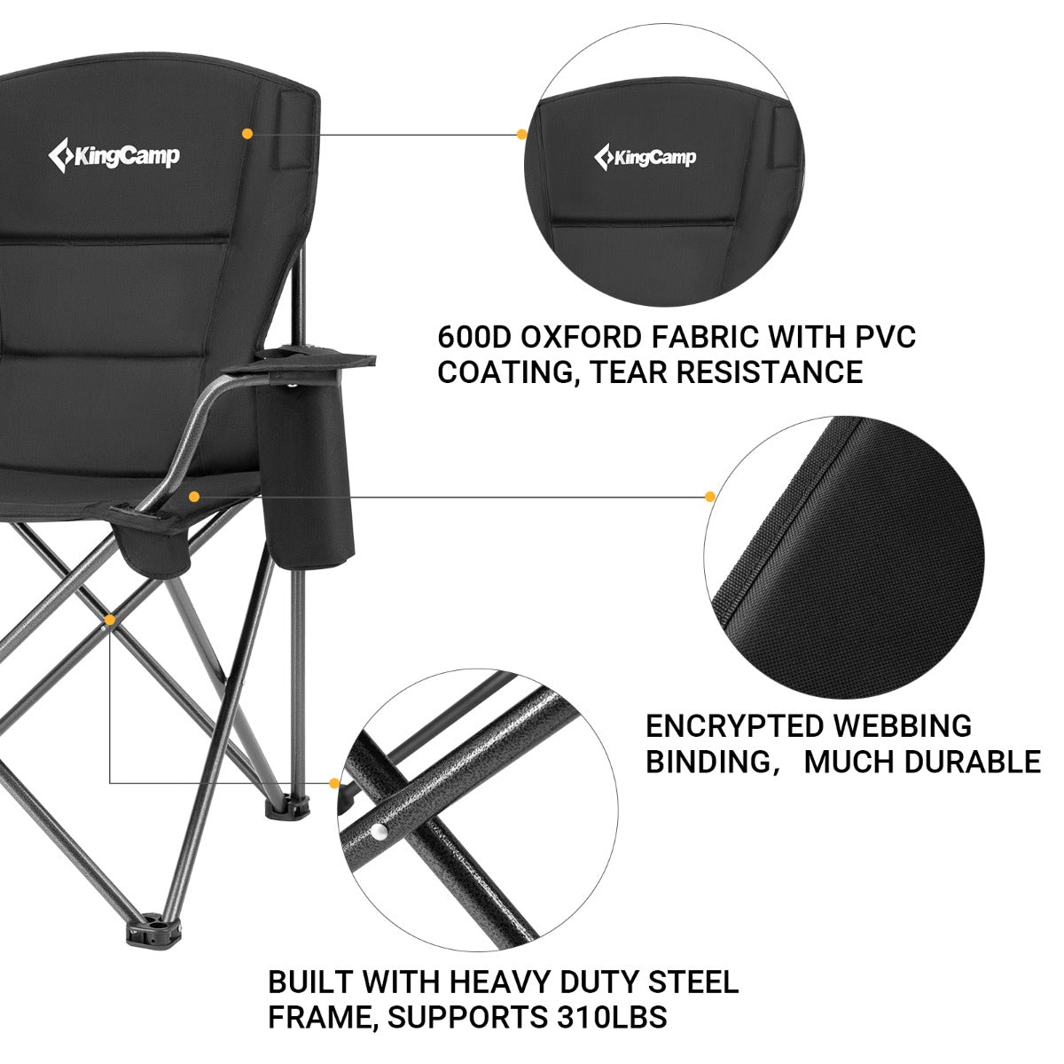 KingCamp Oversized Padded Arm Chair with Cooler