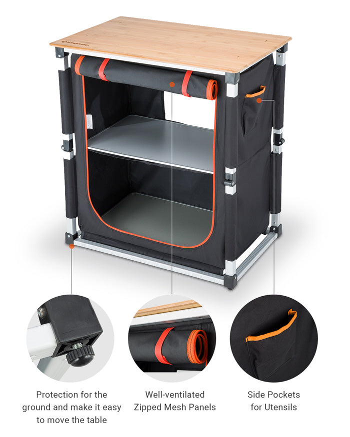 Camp kitchen with side pocket