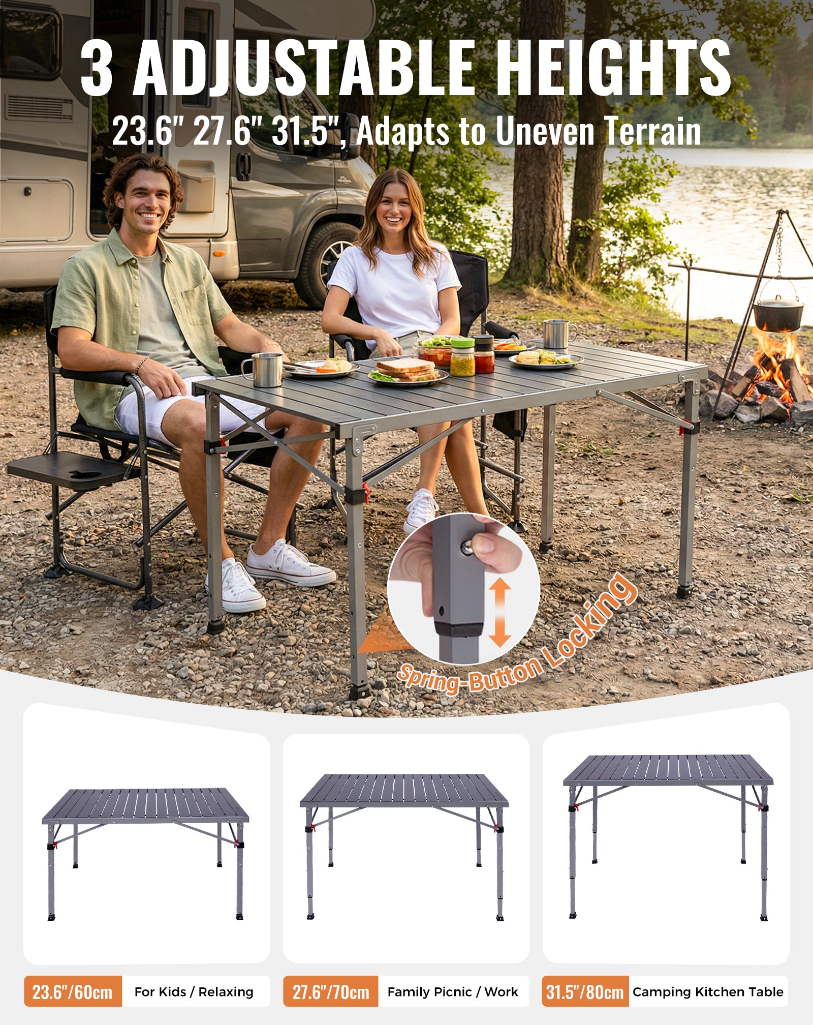 Folding Aluminum Roll-Top Camping Table