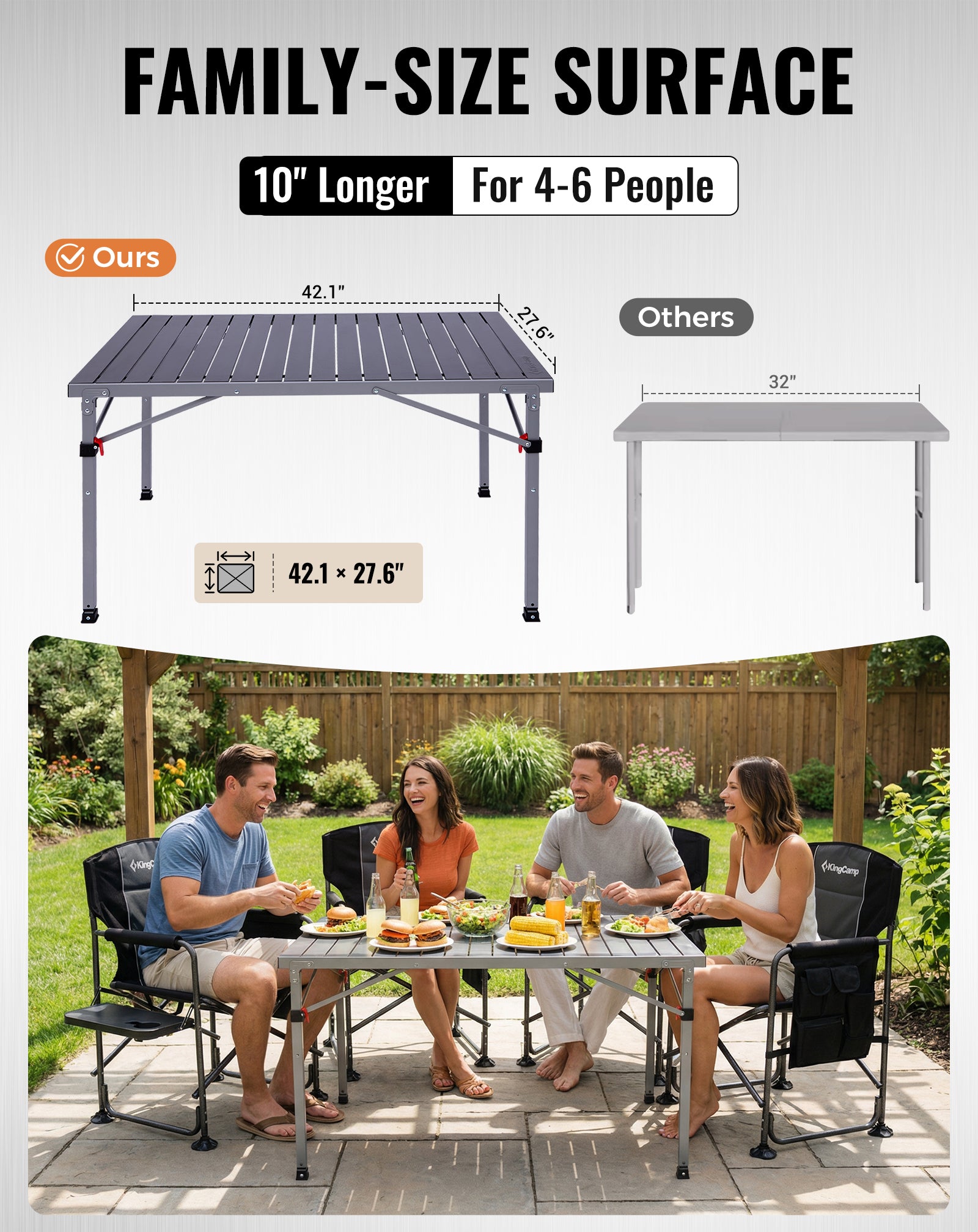 Folding Aluminum Roll-Top Camping Table
