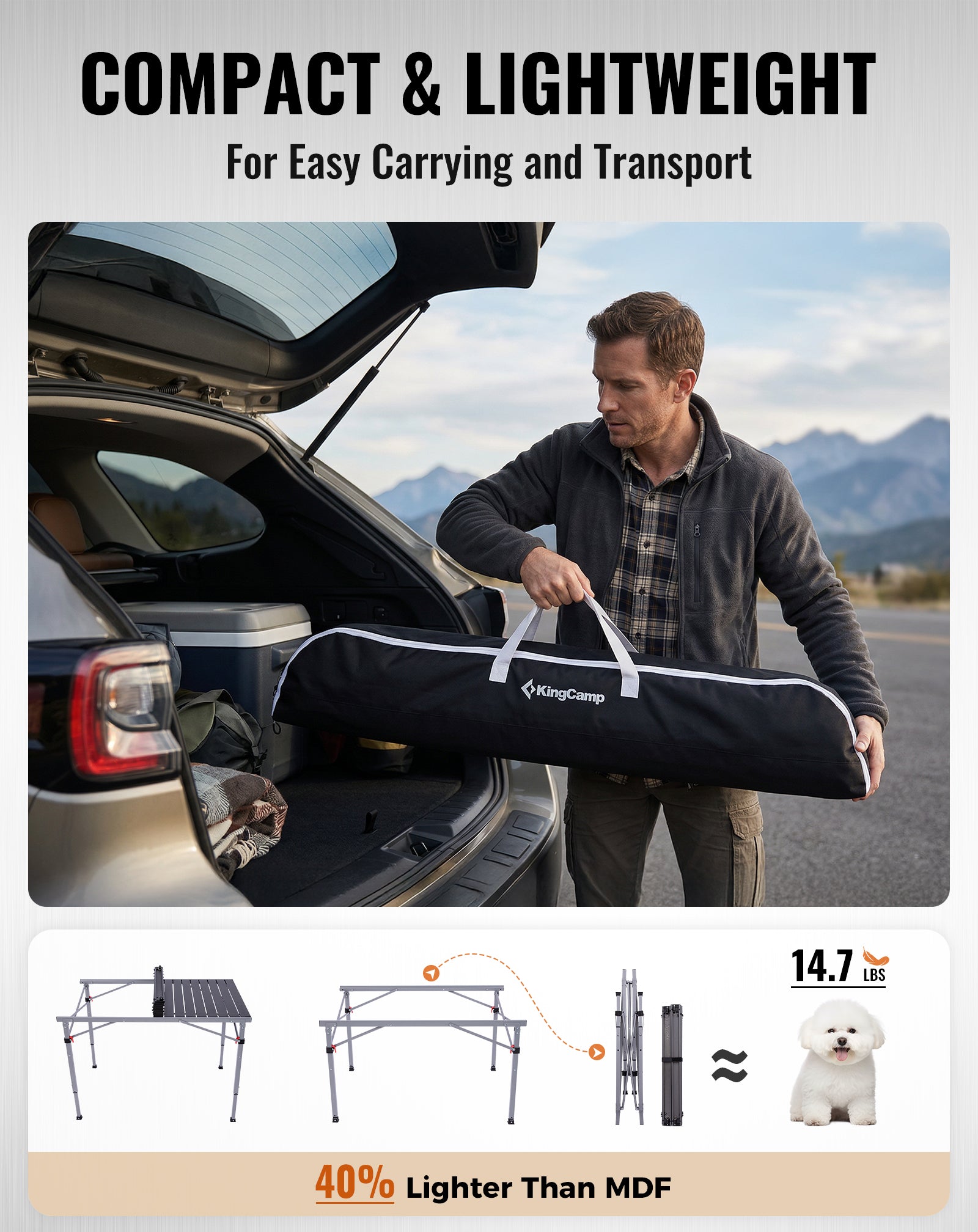 Folding Aluminum Roll-Top Camping Table