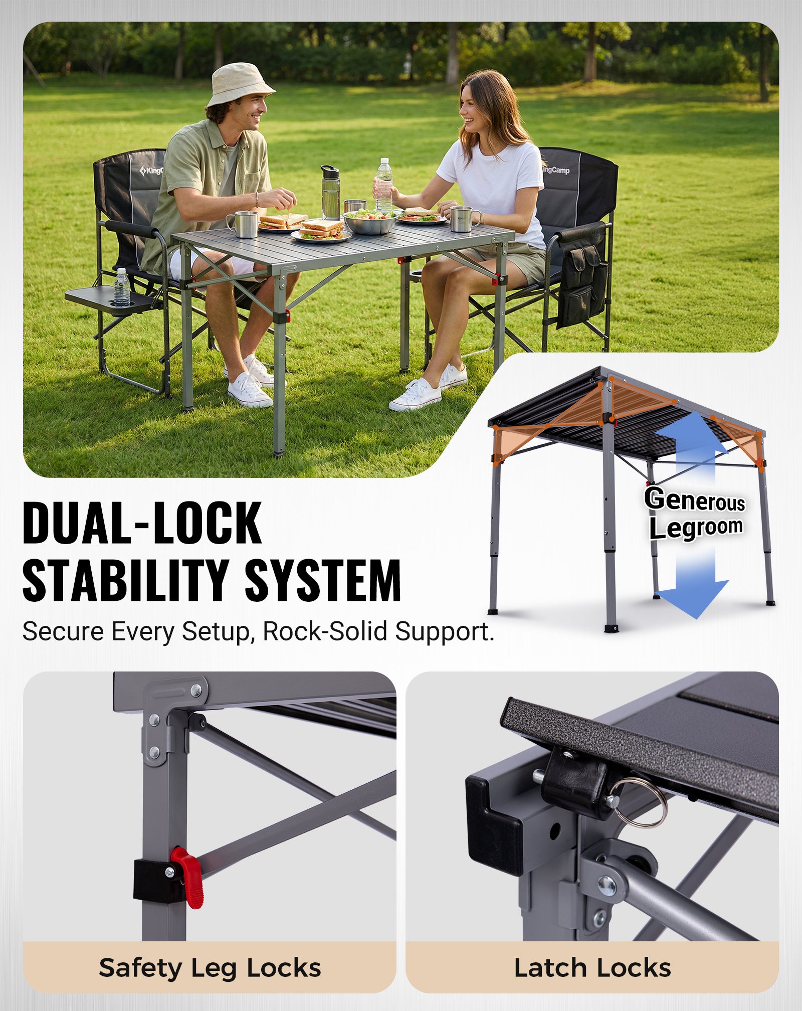 Folding Aluminum Roll-Top Camping Table