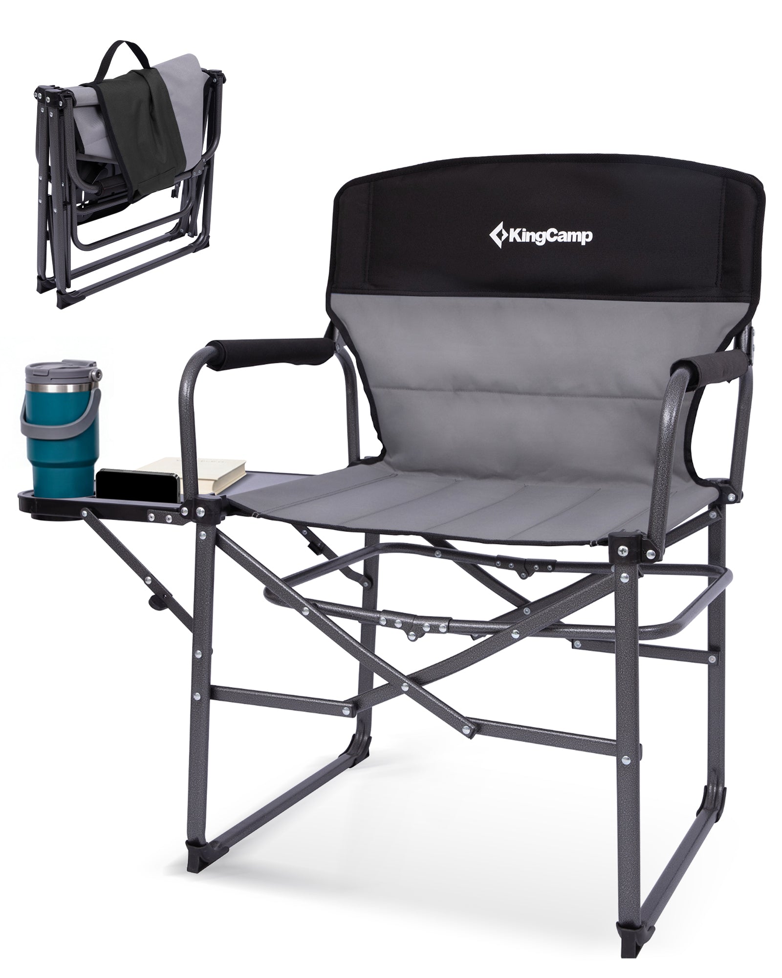 KingCamp ASH C30 Oversized Director's Camp Chair with Side Table