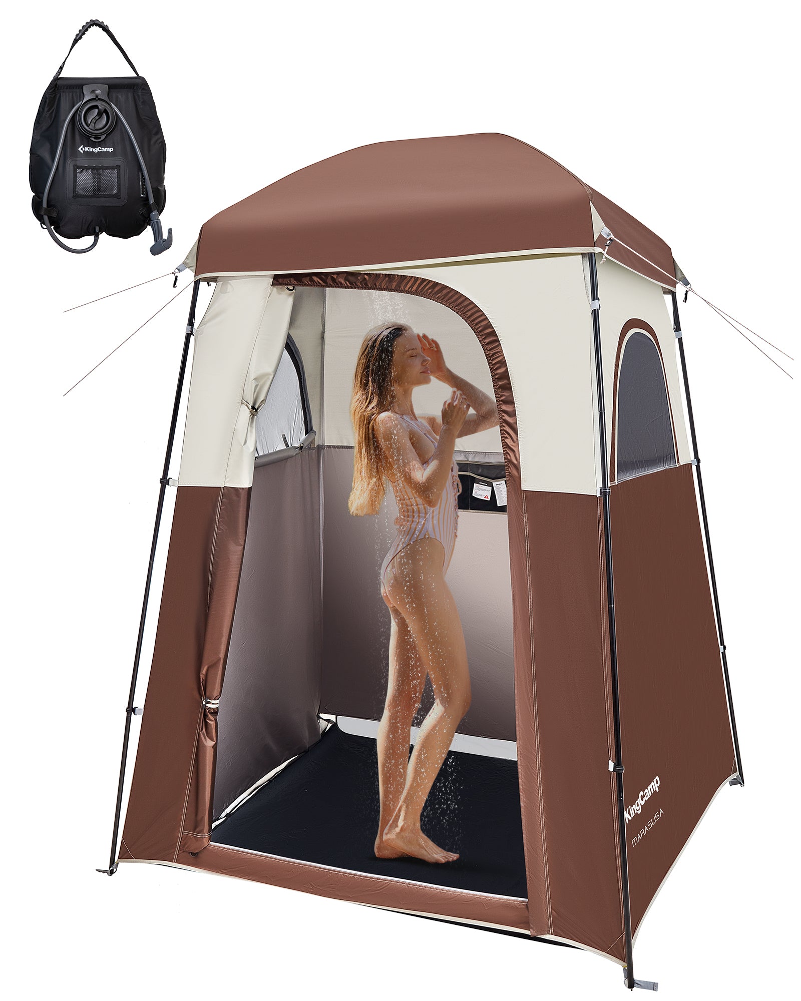 KingCamp Spacious Single Shower Tent Solar Shower Set