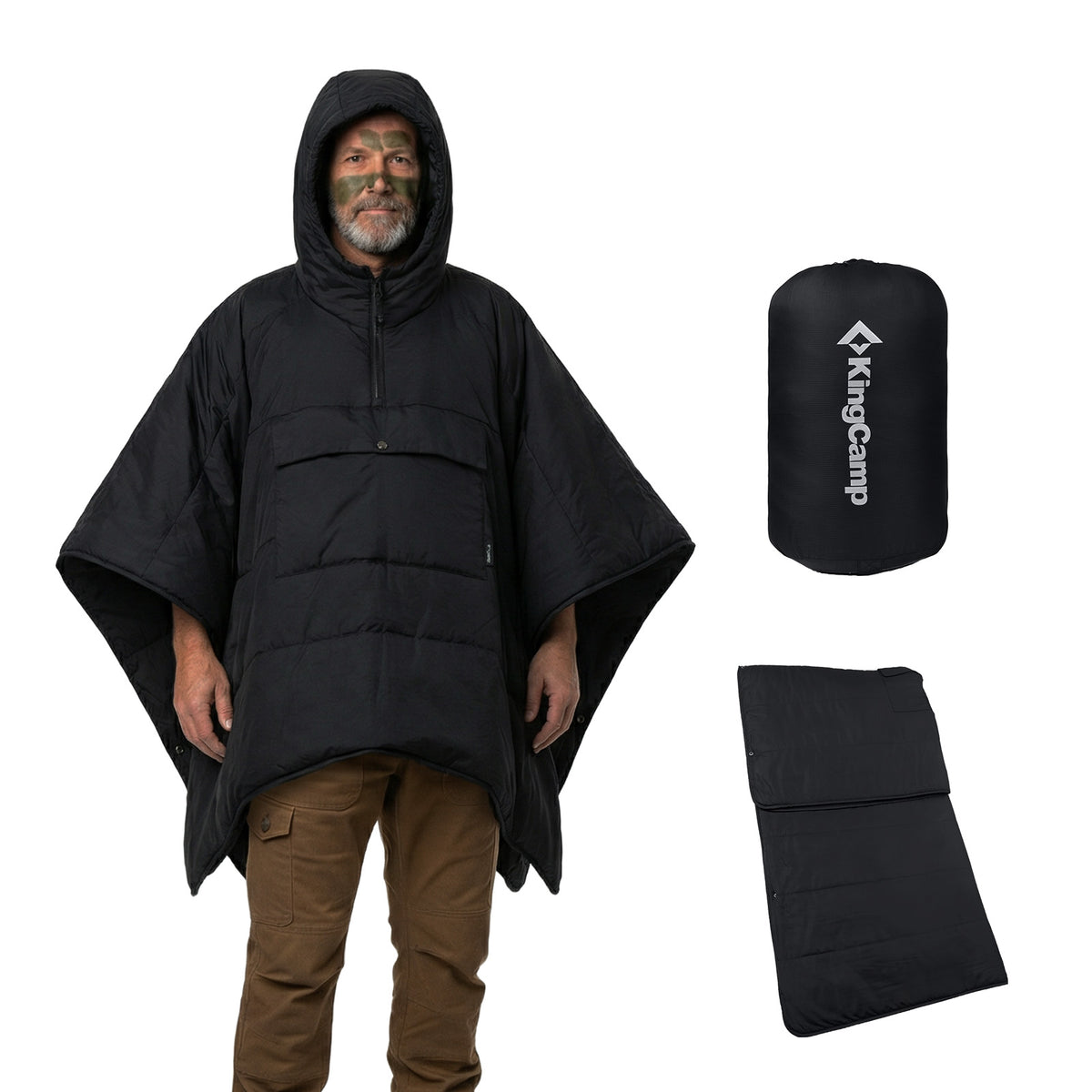 MURANO 180 Wearable 3-in-1 Convertible Camping Poncho with Kangaroo Po ...