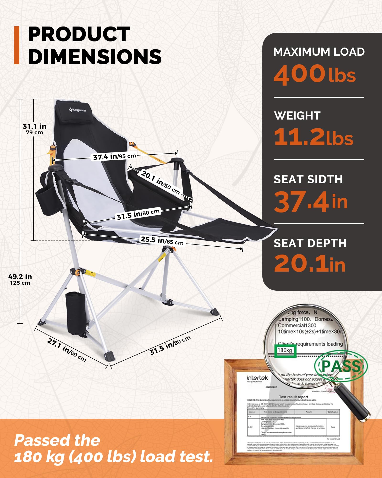 KingCamp ORCHID C20 COOL Hammock Chair with Footrest