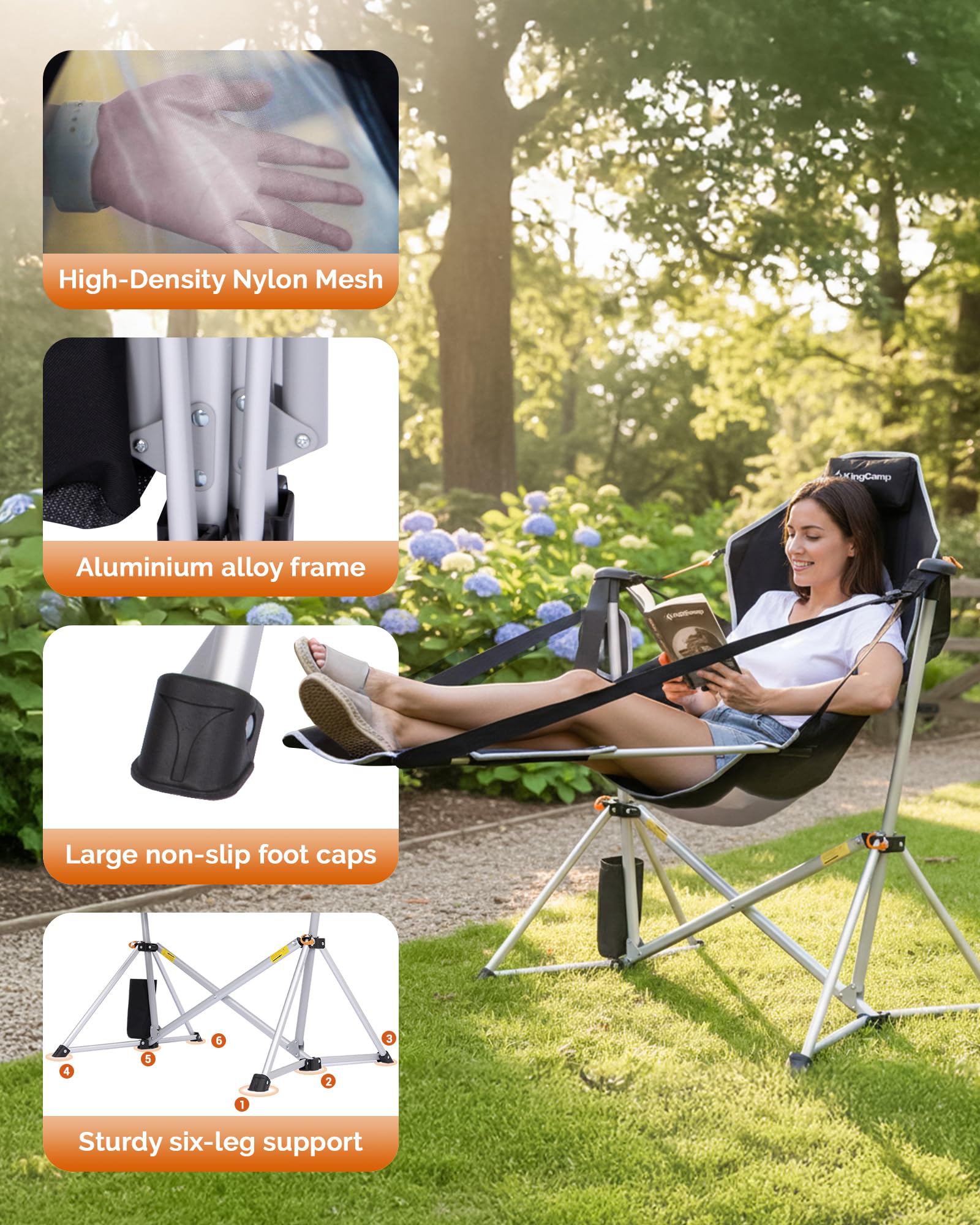 KingCamp ORCHID C20 COOL Hammock Chair with Footrest