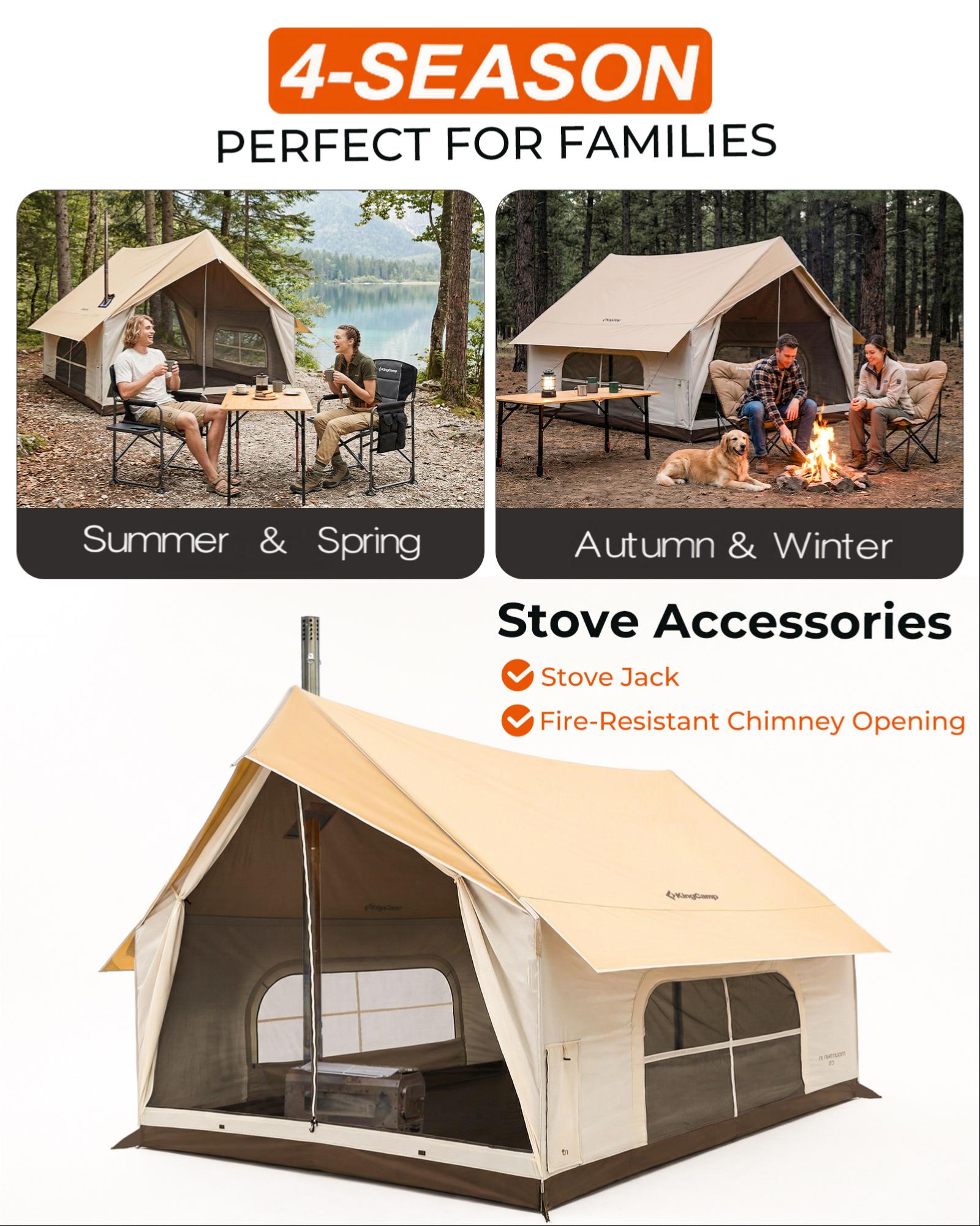Pre‑Order, Delivers Late February | MOUNTAIN IN C5 Canvas Hot Tent | 5-6 Person Cabin Tent with Stove Jack