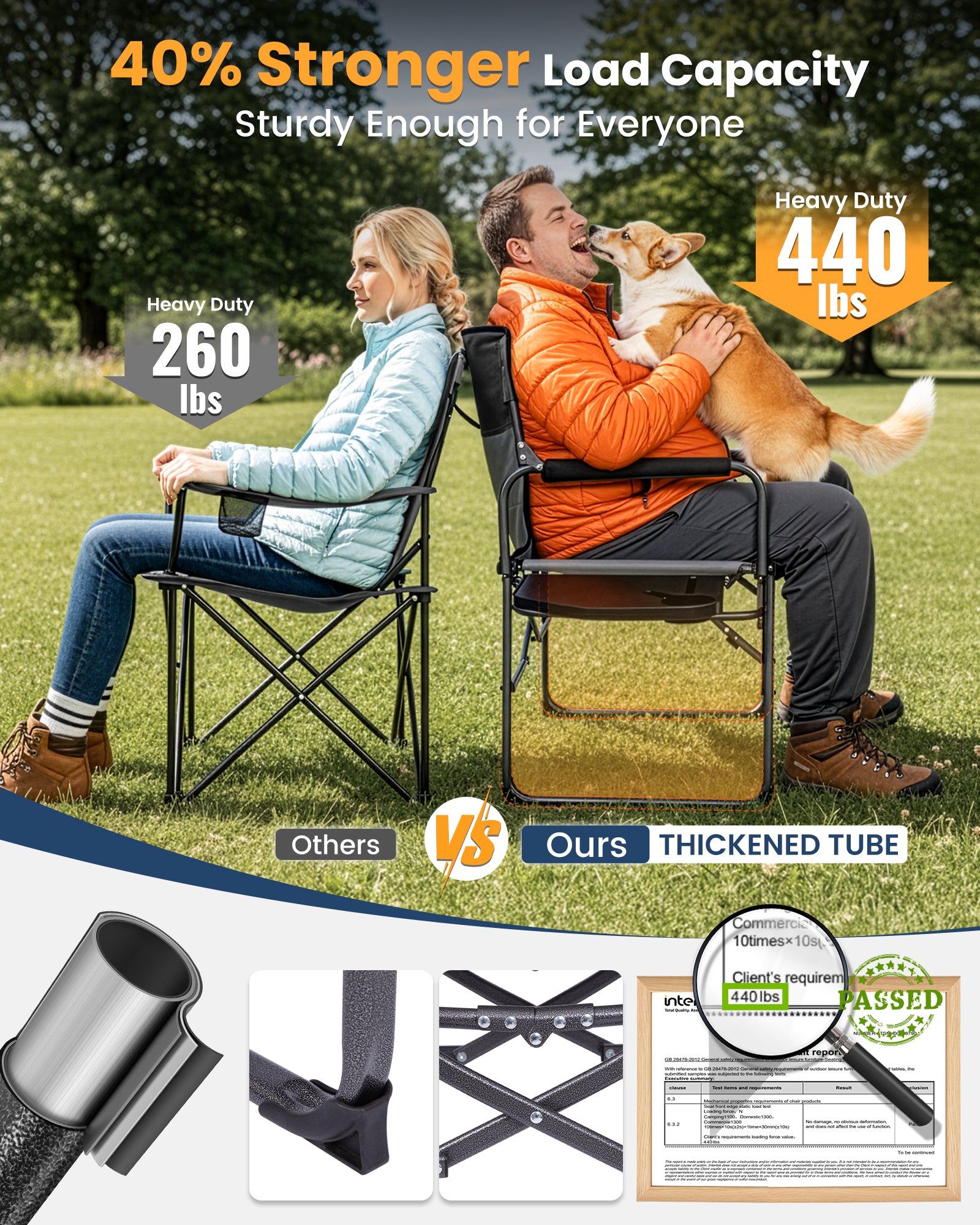 KingCamp ASH C30 Oversized Director's Camp Chair with Side Table