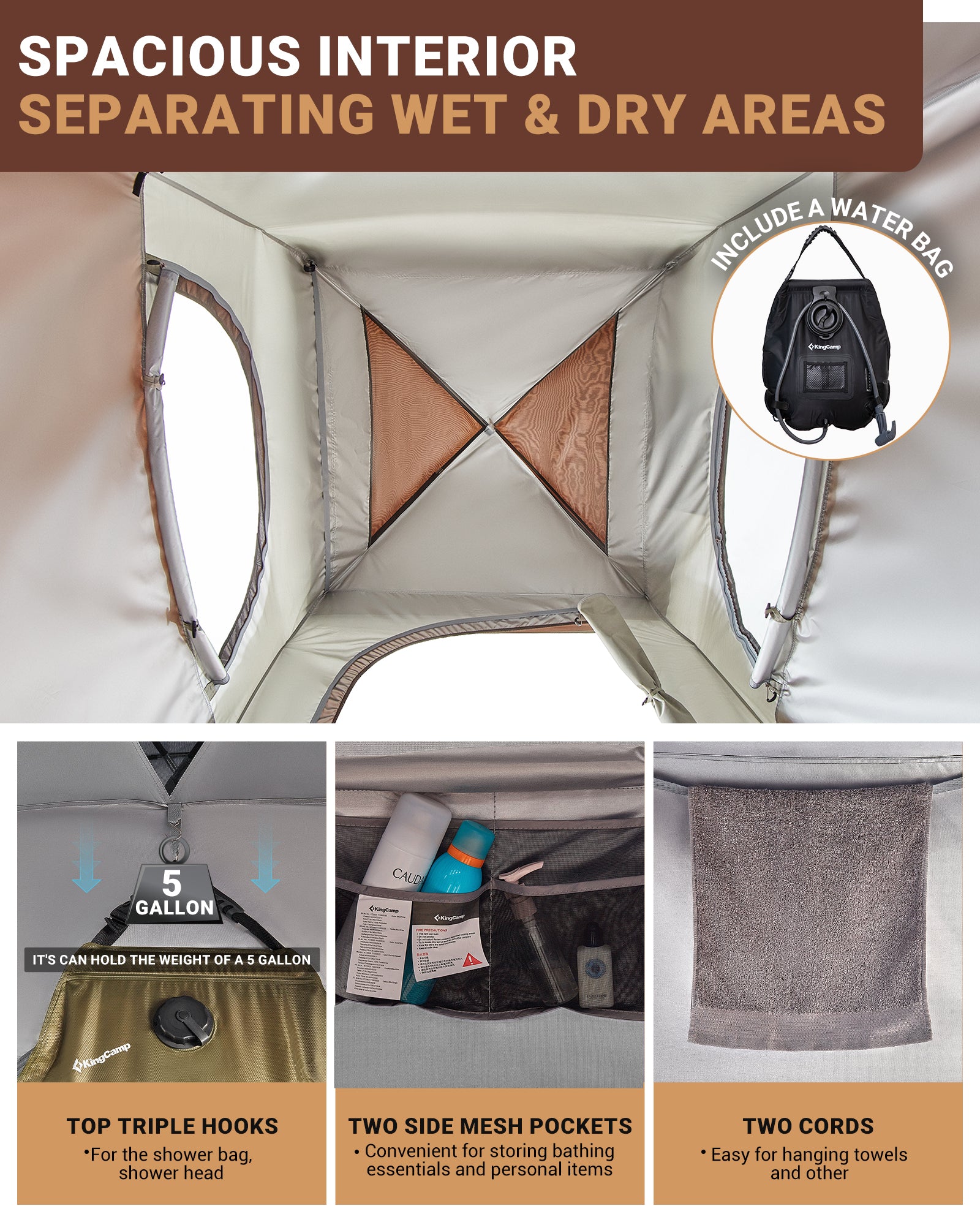 MARASUSA Single Privacy Shelter with 20L Solar Shower Bag