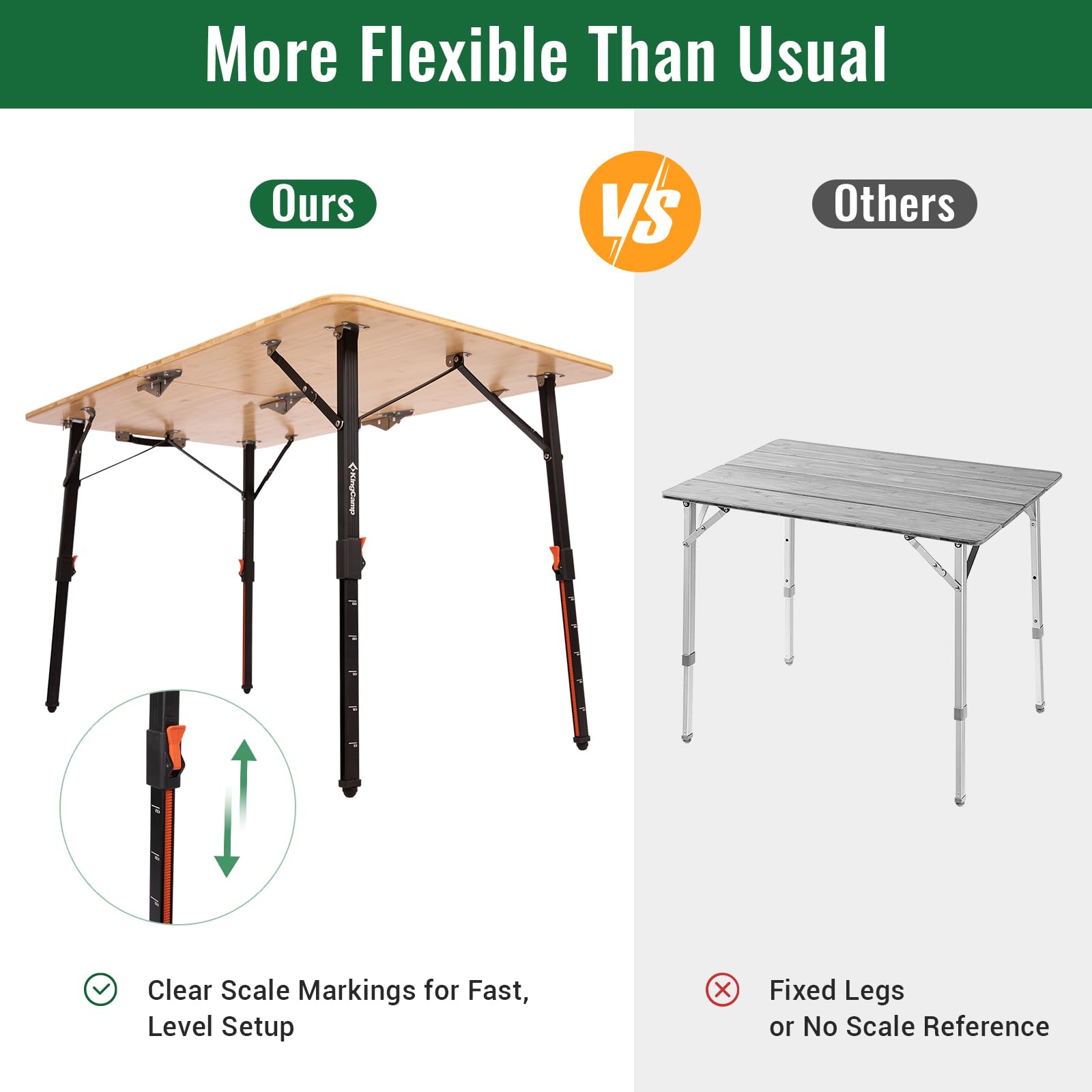 KingCamp BamAura 2Fold 12070 PLUS Bamboo Folding Table
