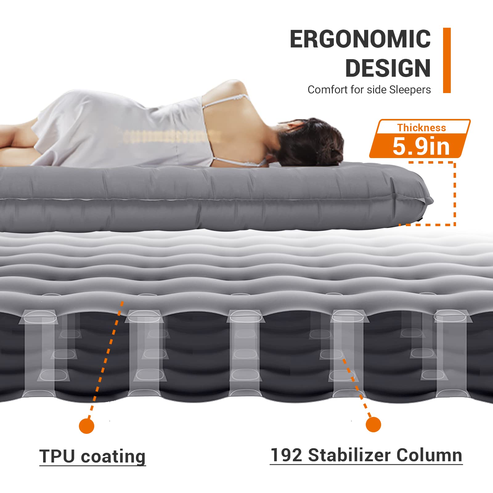 KingCamp Comfortable Double Thick Inflatable Mattress Camping