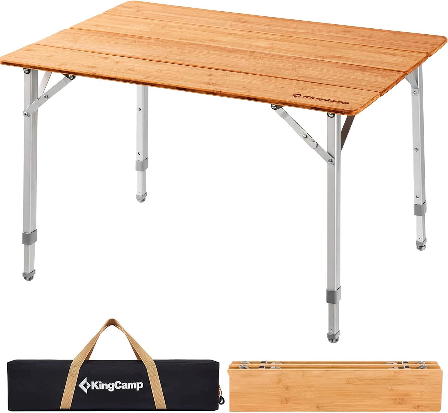 KingCamp4-Fold Square Tube Bamboo Table S - Compact and Portable
