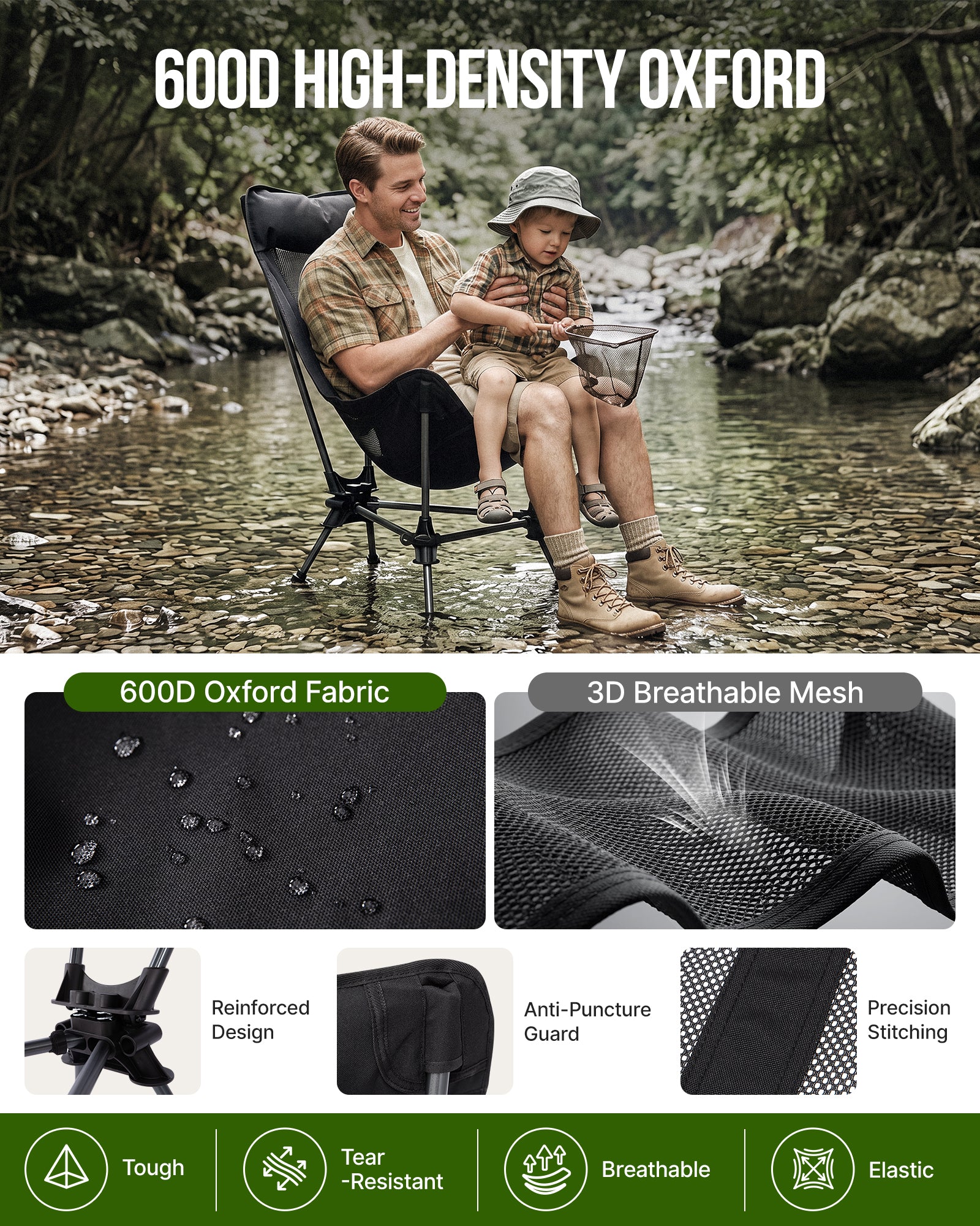 High Back Camping Chair with Gentle Sway
