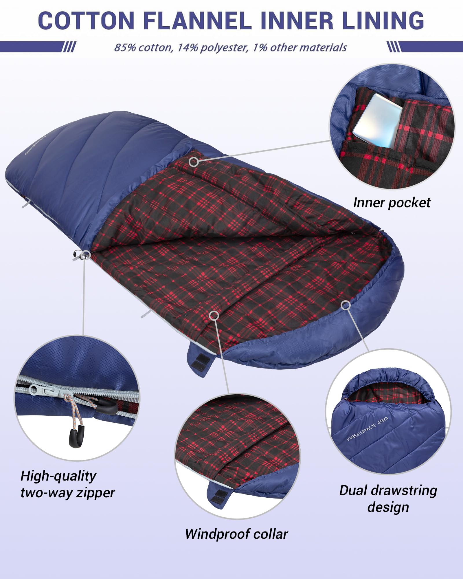 FREESPACE 350 Plus Size 3-4 Season Sleeping Bag