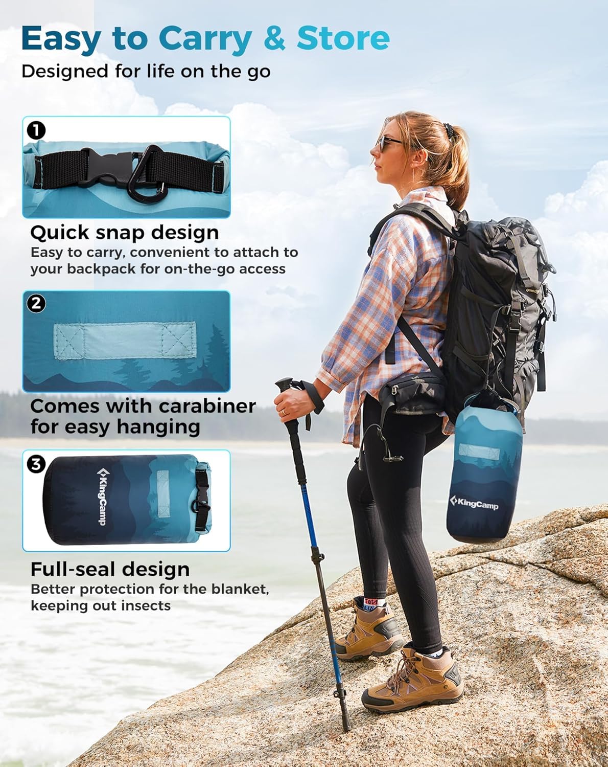 KingCamp BLANKET SMART 150 XL Lightweight Camping Blanket