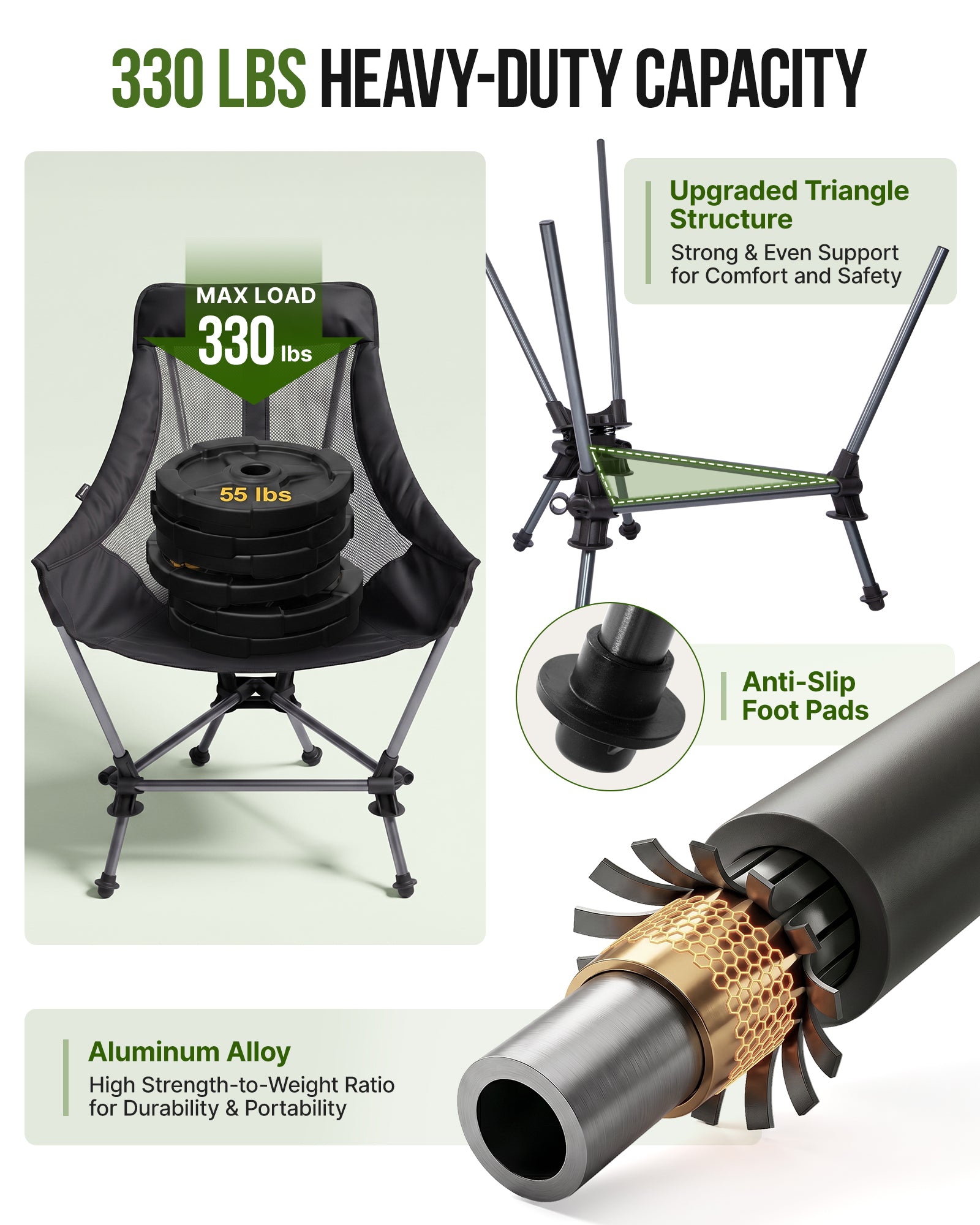 High Back Camping Chair with Gentle Sway