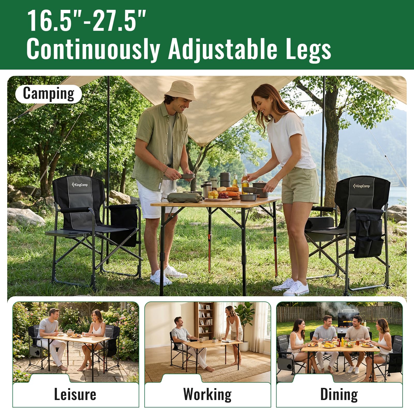 KingCamp BamAura 2Fold 12070 PLUS Bamboo Folding Table