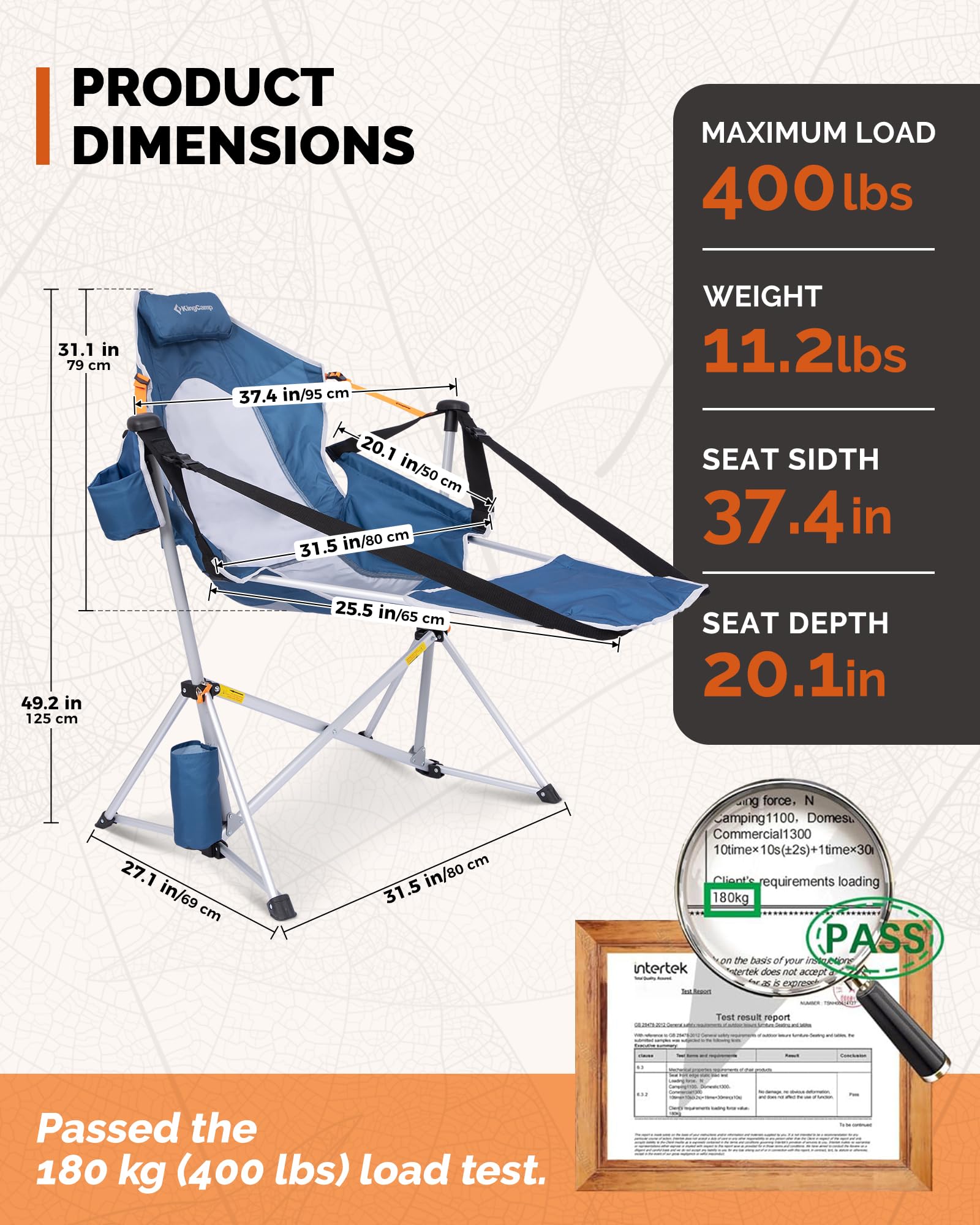 KingCamp ORCHID C20 COOL Hammock Chair with Footrest