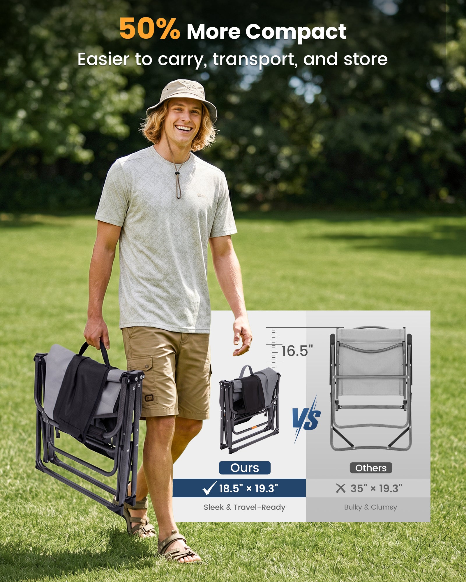 KingCamp ASH C30 Oversized Director's Camp Chair with Side Table