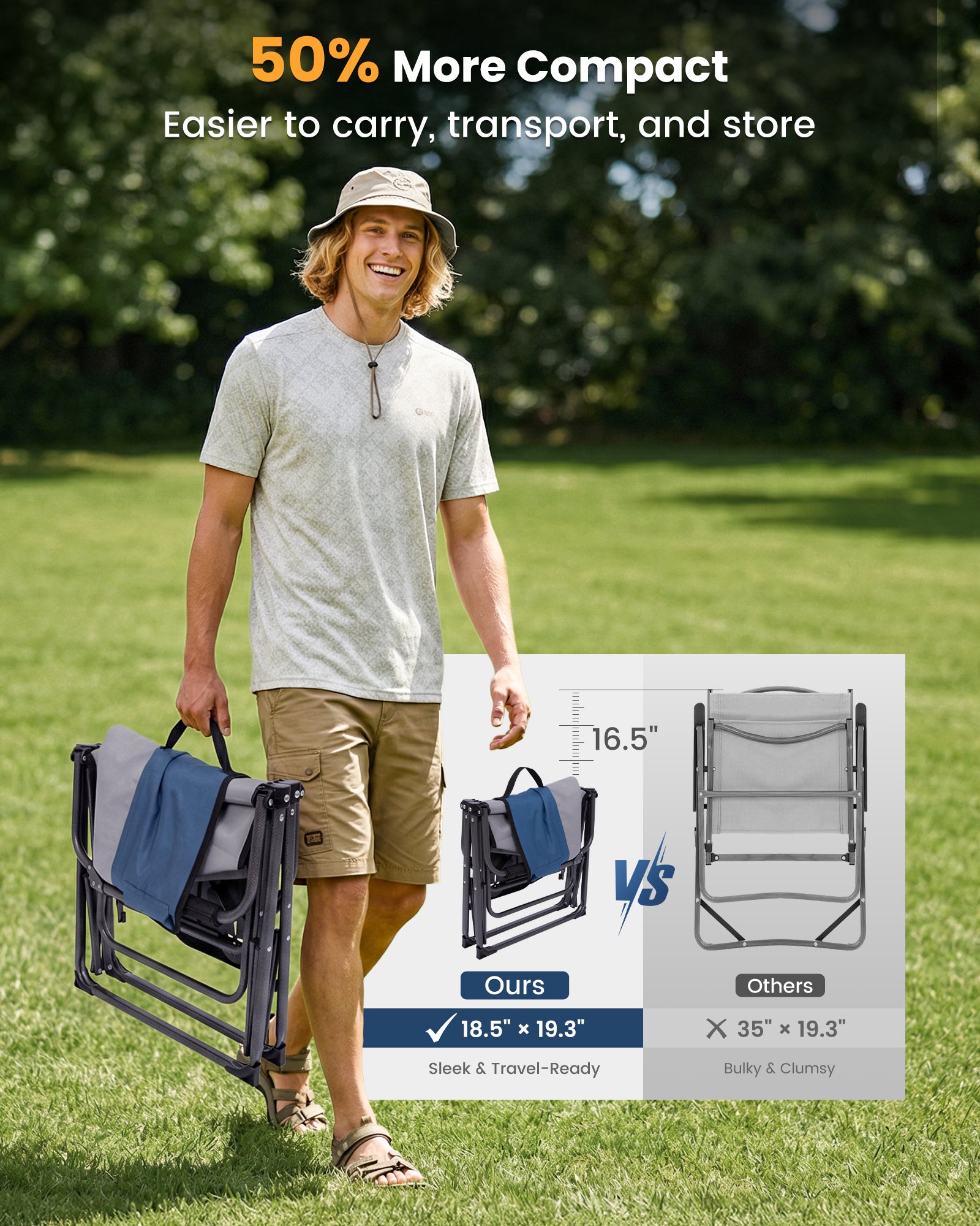 KingCamp ASH C30 Oversized Director's Camp Chair with Side Table