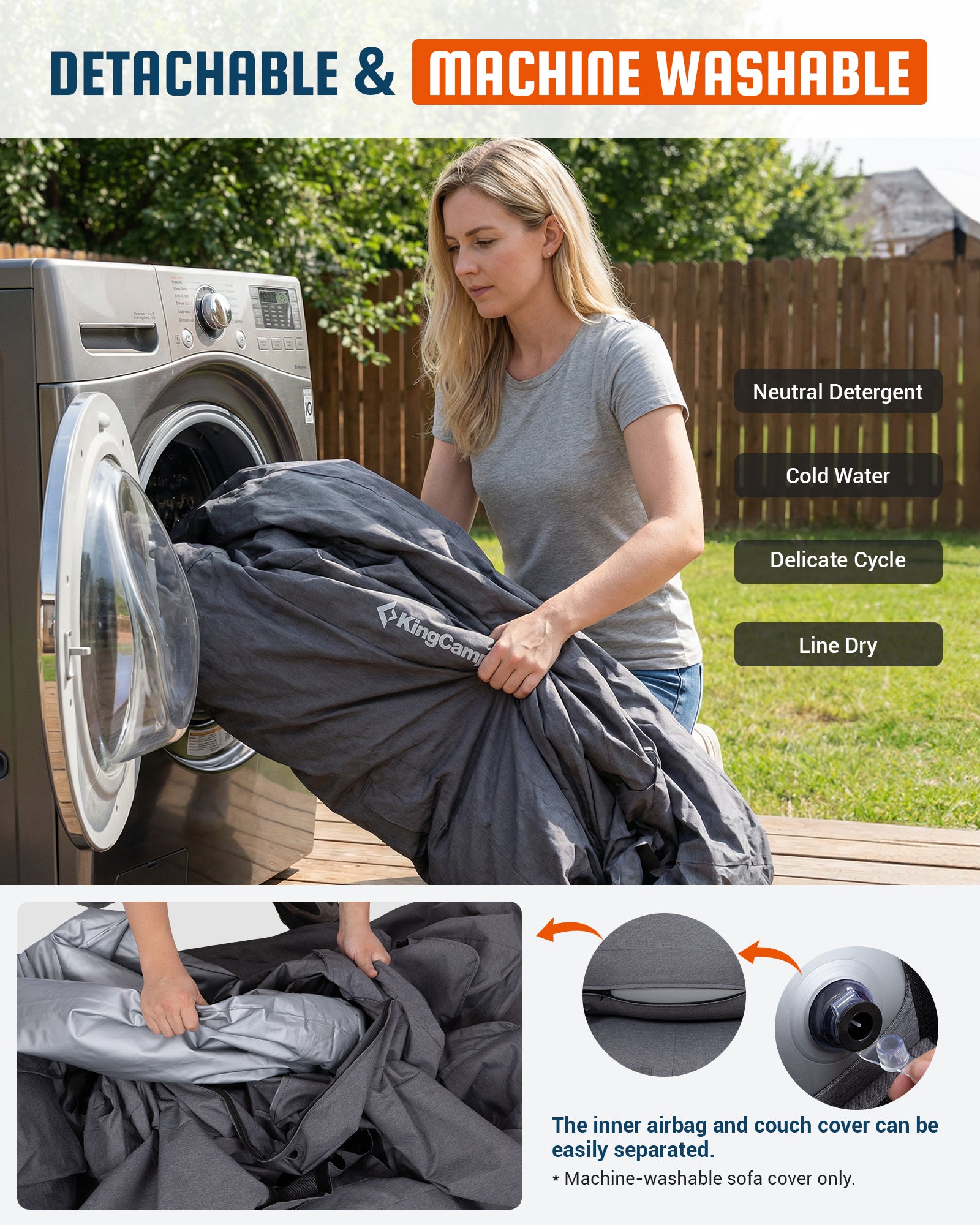 Double Inflatable Camping Sofa with Built-in Electric Pump