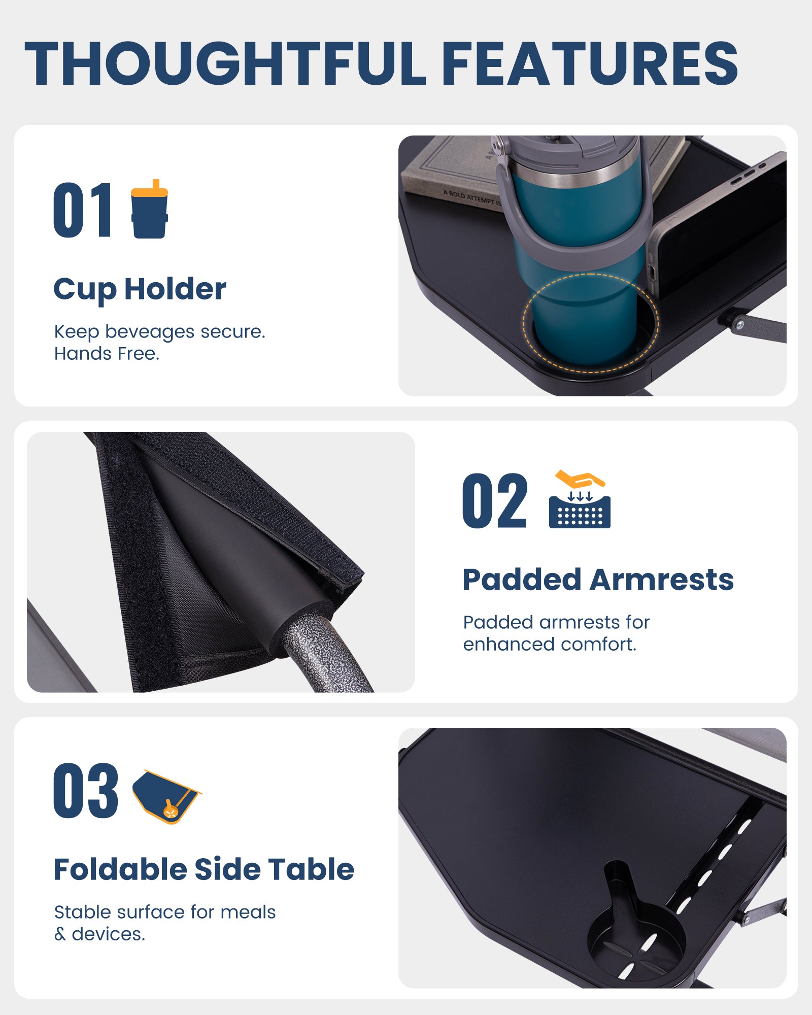 KingCamp ASH C30 Oversized Director's Camp Chair with Side Table