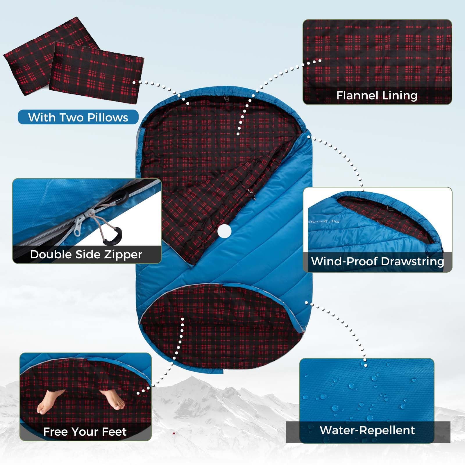 FREESPACE 250D Double-Sized Sleeping Bag – KingCamp