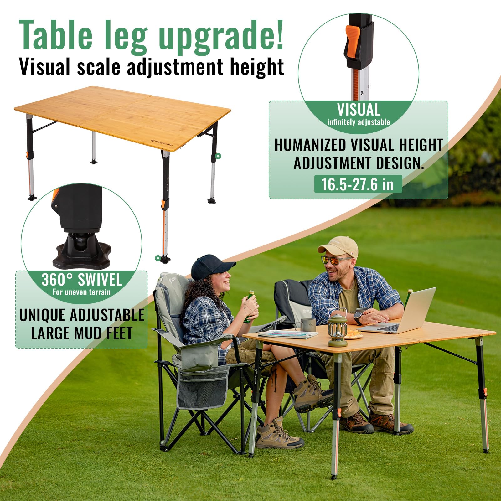 BamAura 2Fold 12080 All-Terrain Bamboo Camping Table