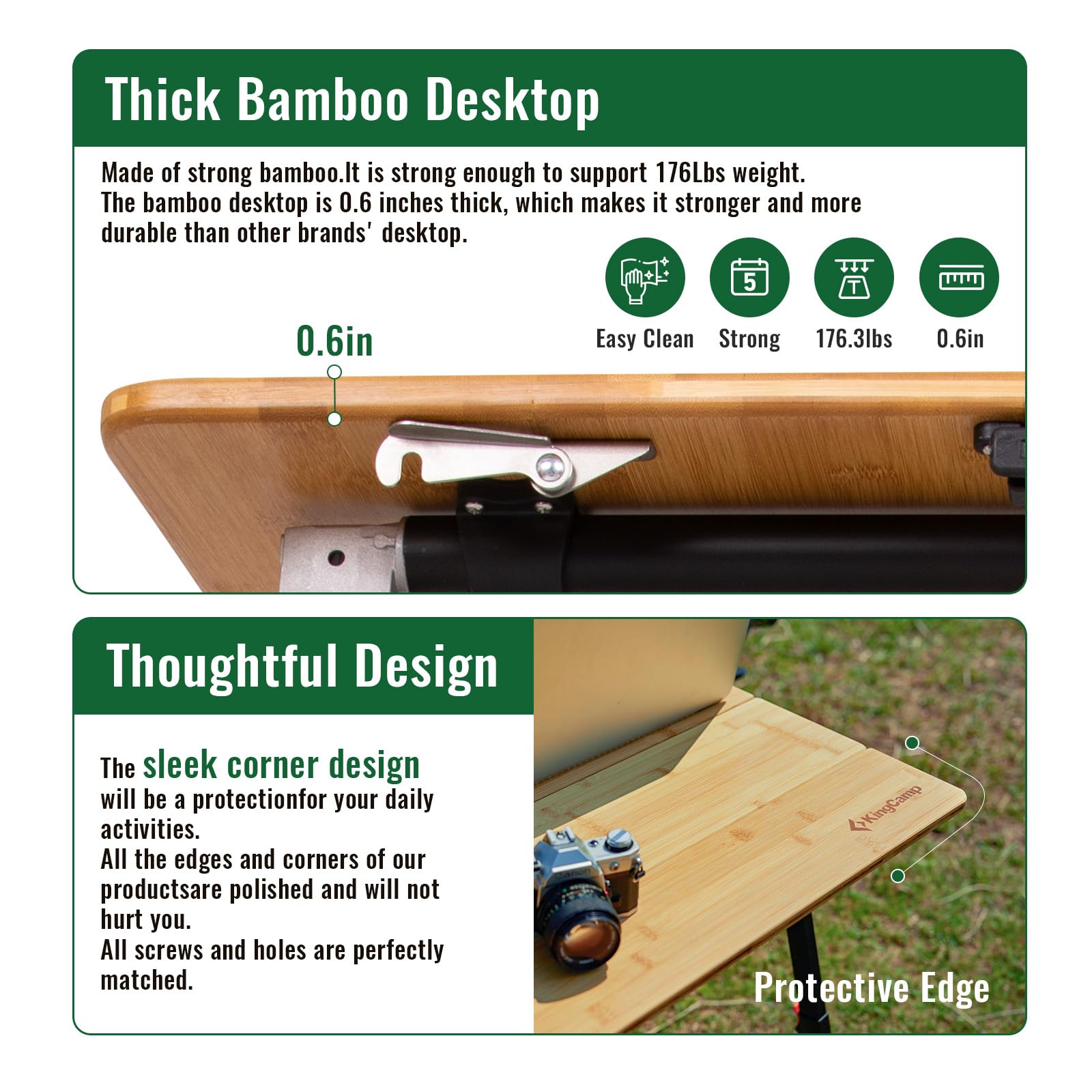 BamAura 2Fold 12080 All-Terrain Bamboo Camping Table