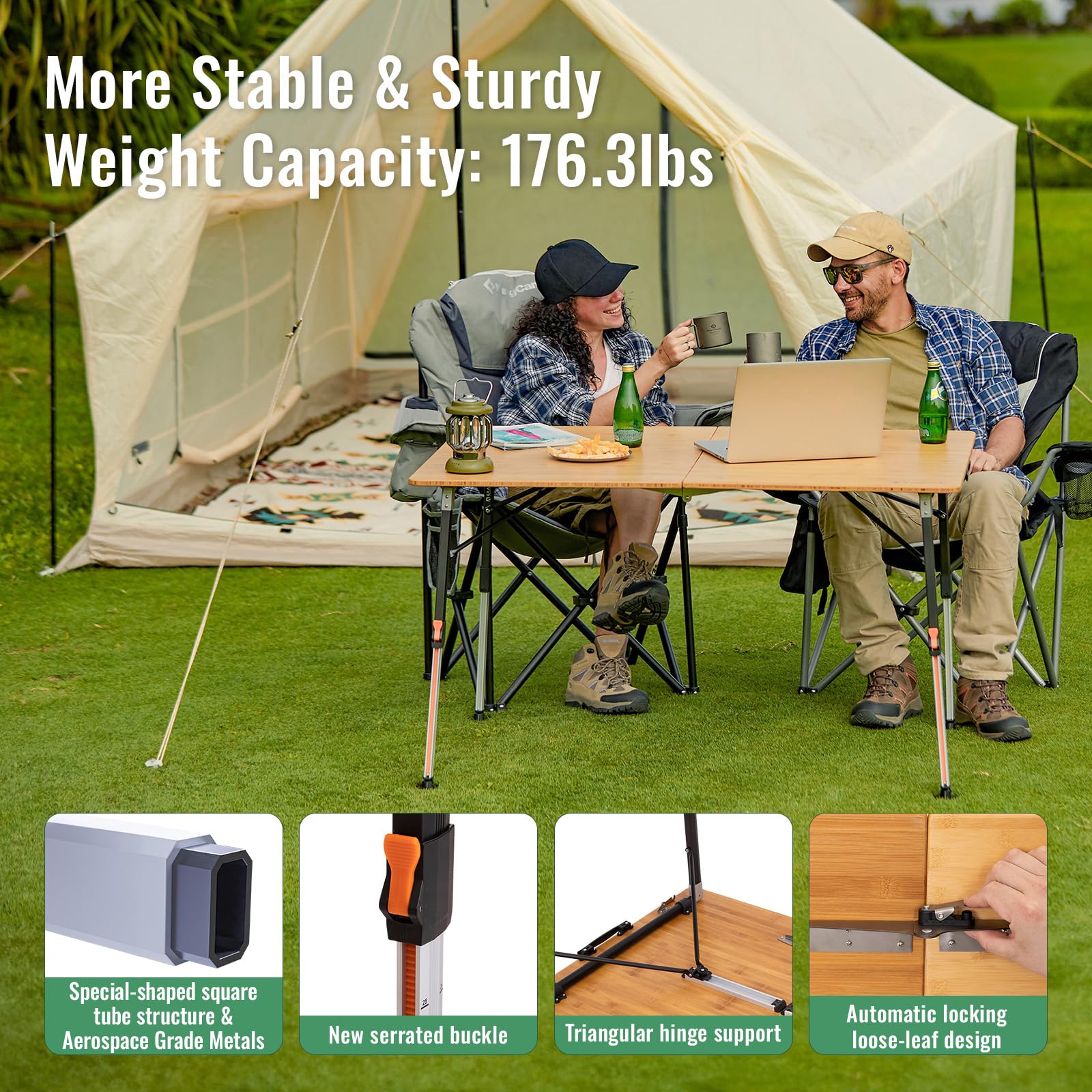 BamAura 2Fold 12080 All-Terrain Bamboo Camping Table