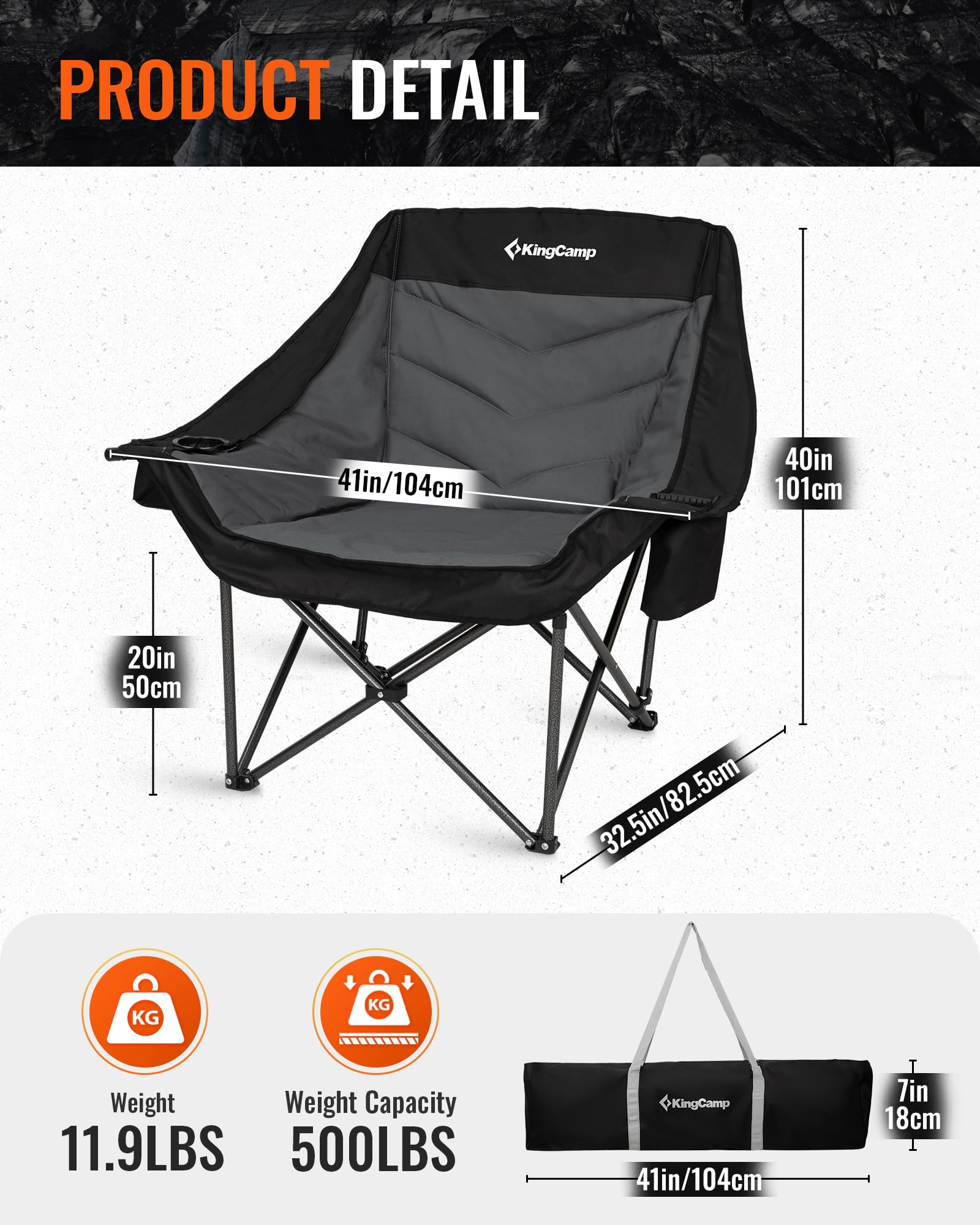 KingCamp CANNA C10 PLUS Oversized Padded Camping Chair