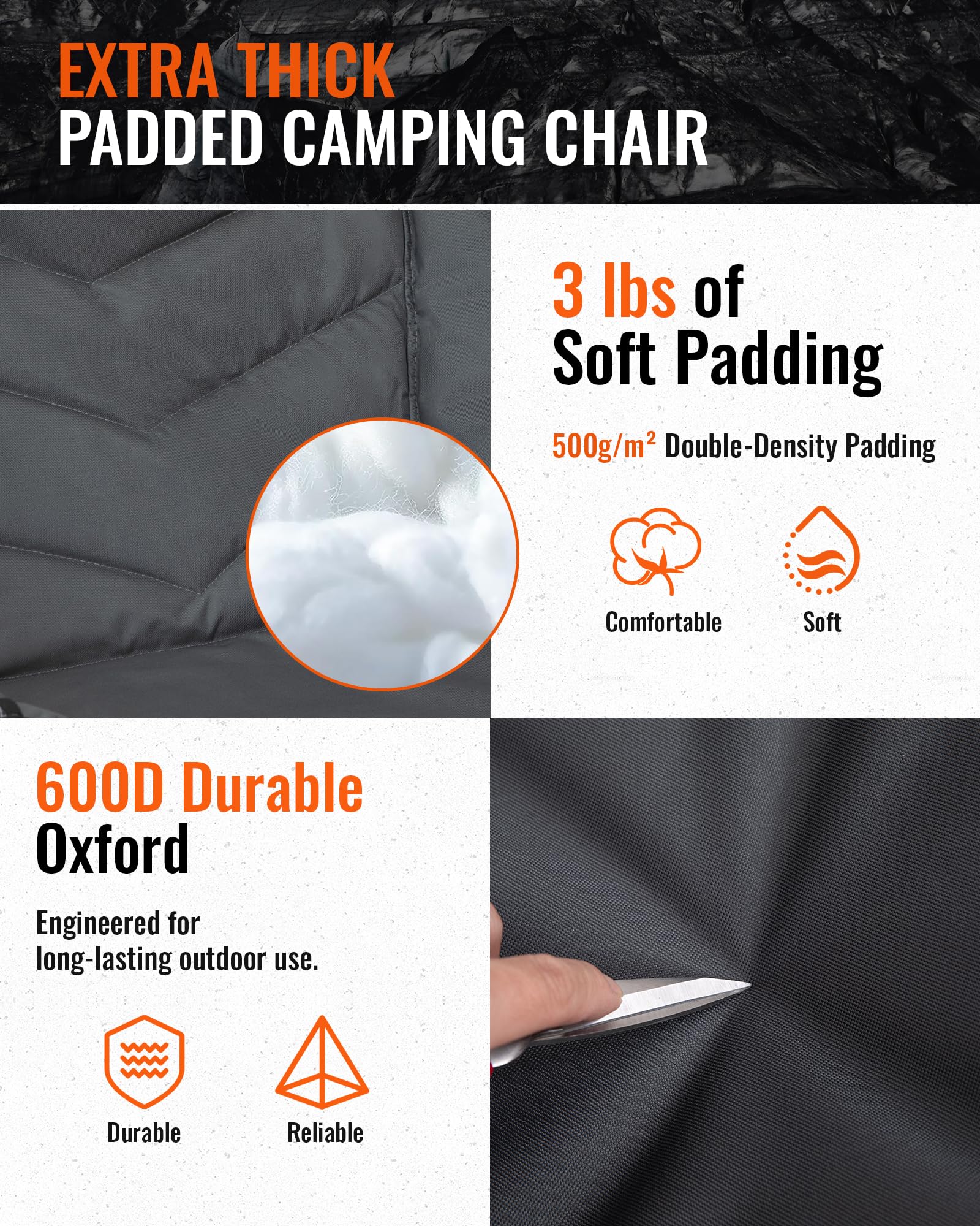 KingCamp CANNA C10 PLUS Oversized Padded Camping Chair Extra Thick Padded and Durable