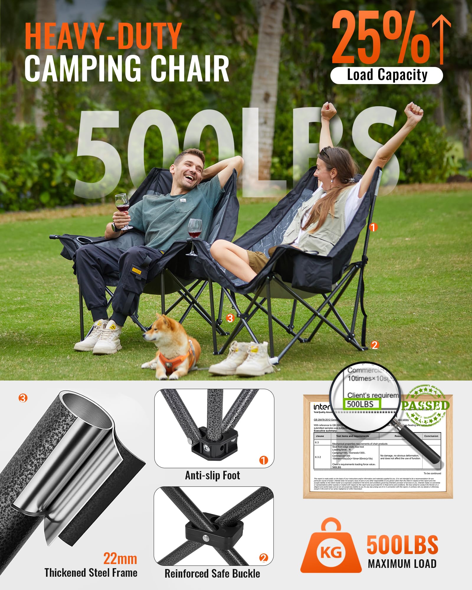 KingCamp CANNA C10 PLUS Oversized Padded Camping Chair Heavy Duty