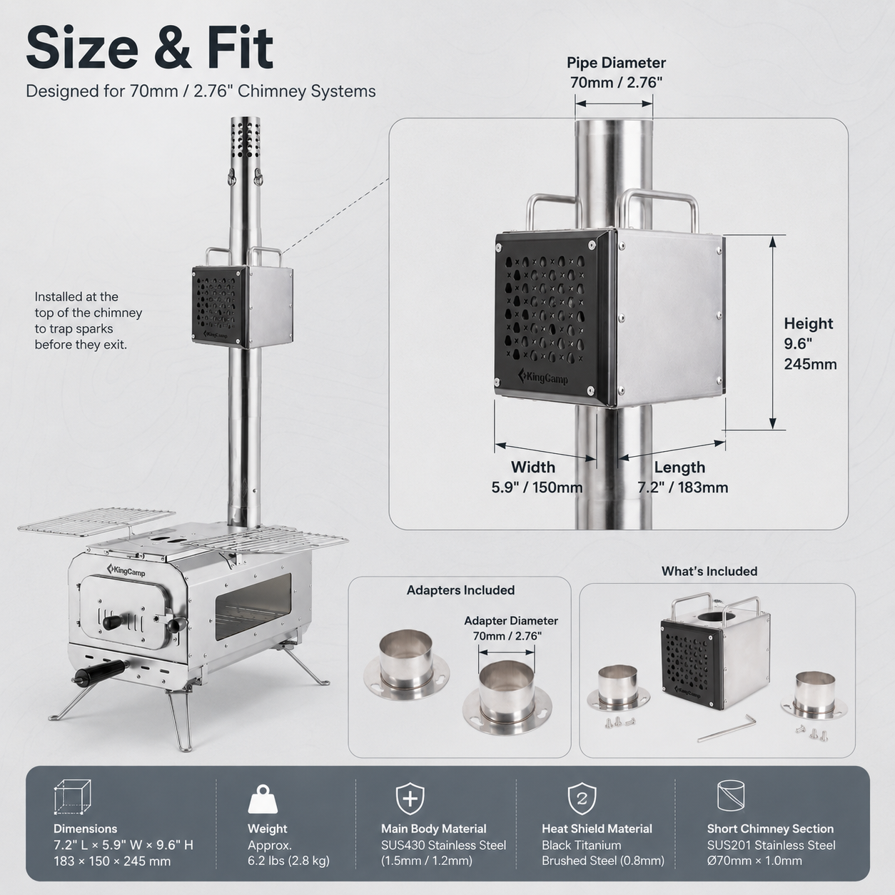 Spark Arrestor for 70mm Stove Pipes