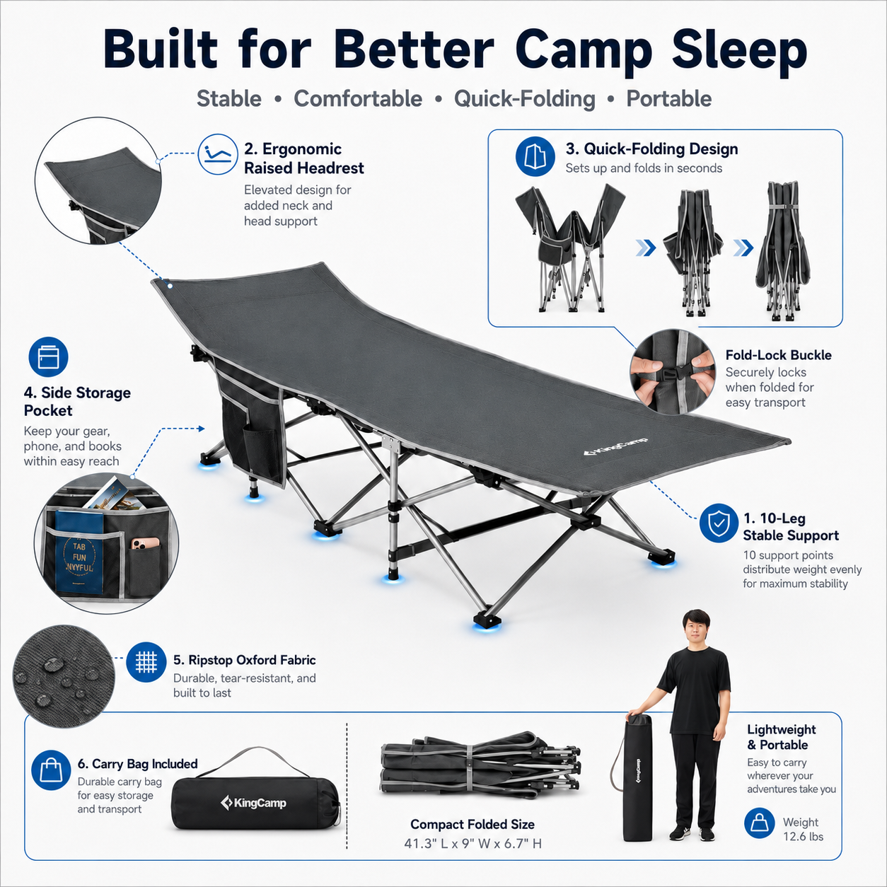 Oversized Heavy Duty Camping Cot