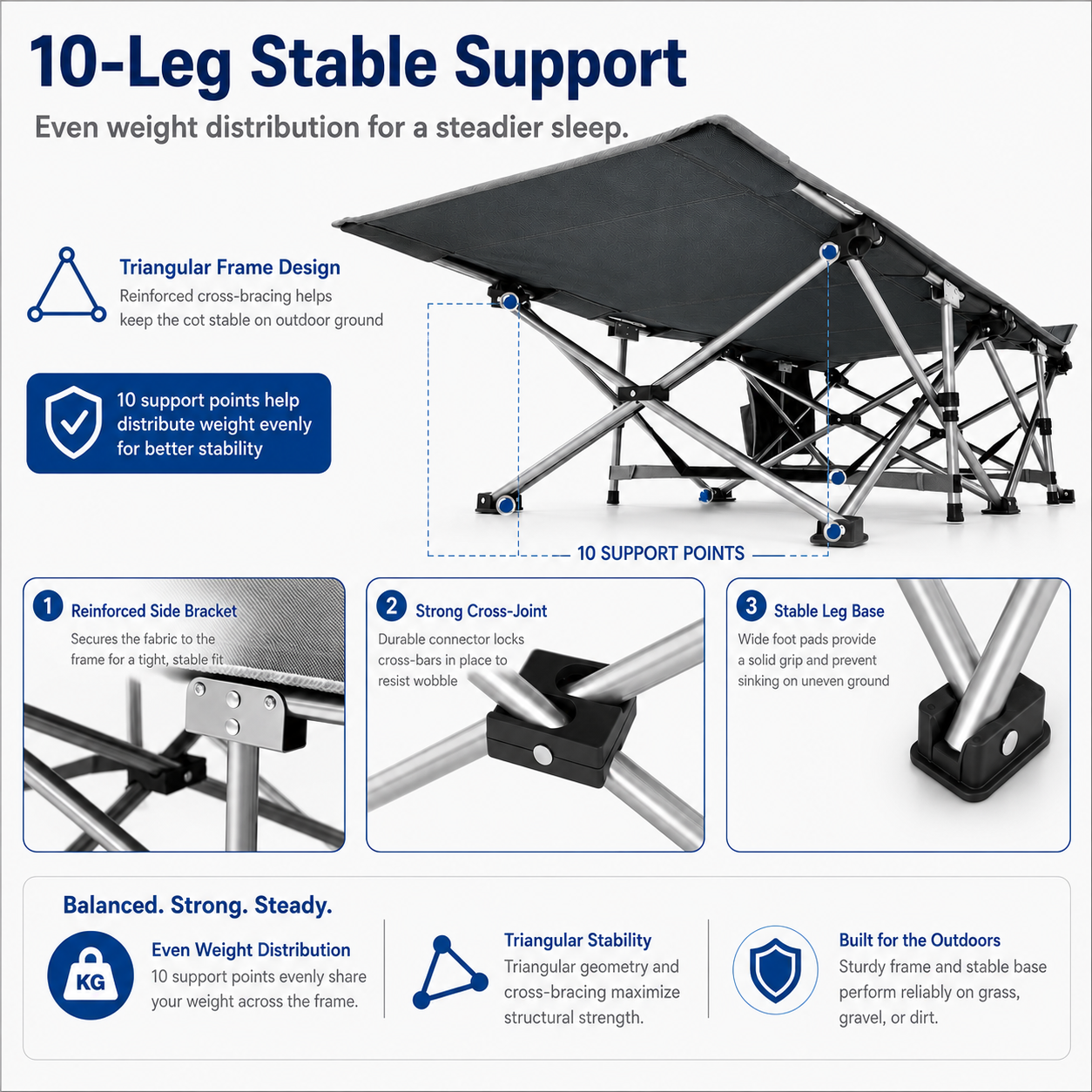 Oversized Heavy Duty Camping Cot