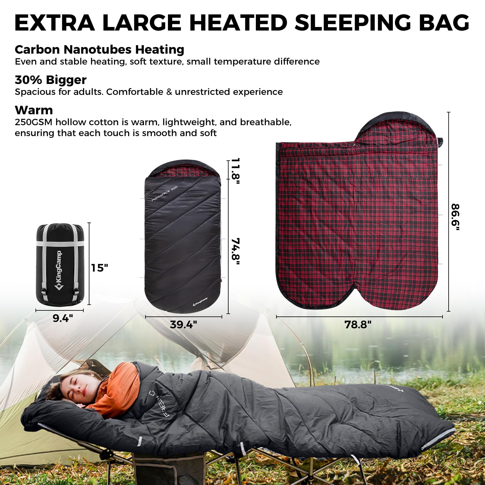 KingCamp FREESPACE HEATING 250 Heated Sleeping Bag