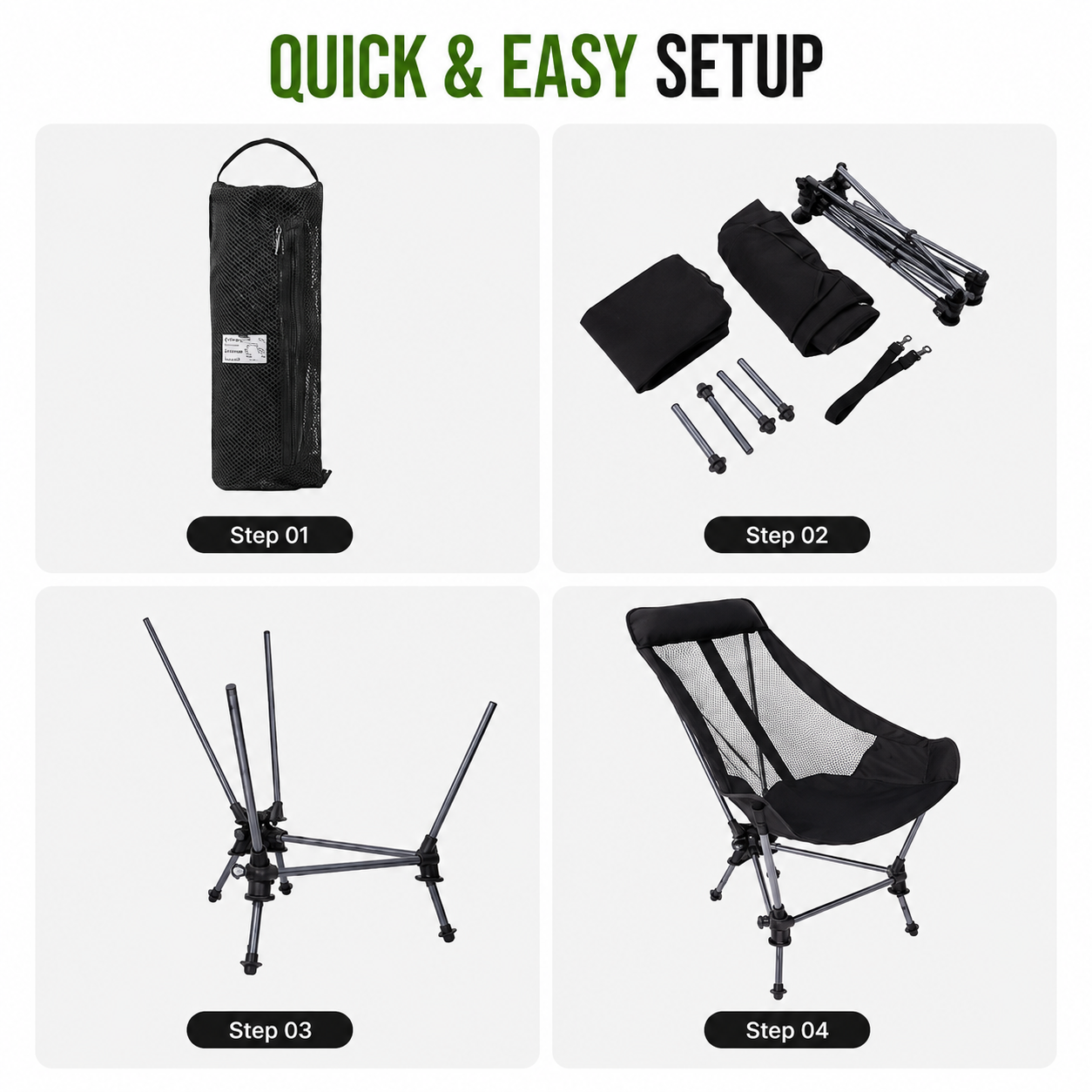 High Back Camping Chair with Gentle Sway
