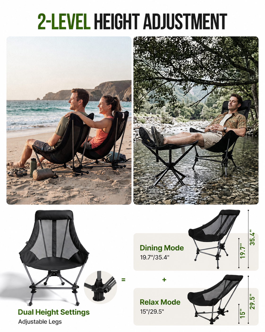 High Back Camping Chair with Gentle Sway