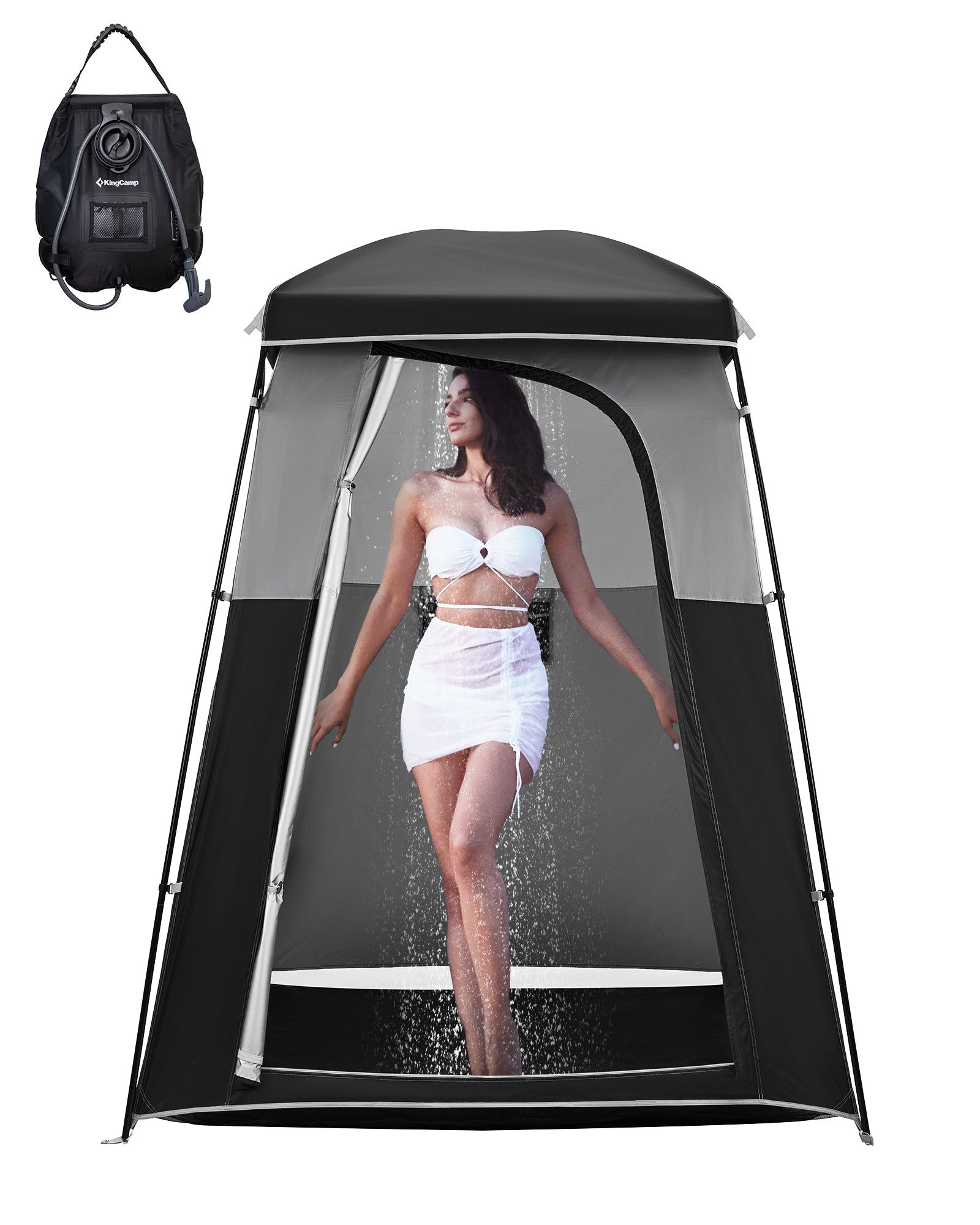 KingCamp Spacious Single Shower Tent Solar Shower Set