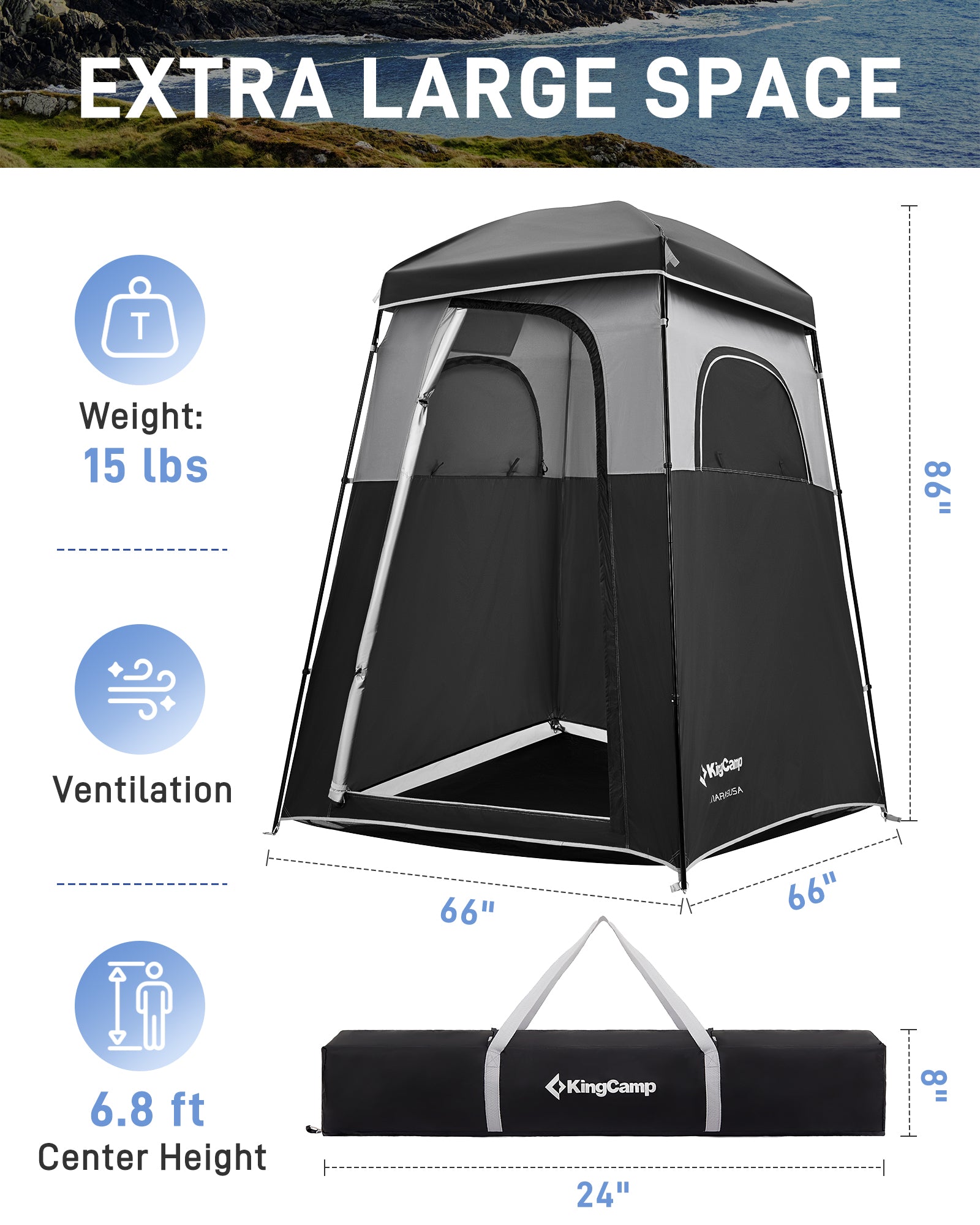 MARASUSA Single Privacy Shelter with 20L Solar Shower Bag