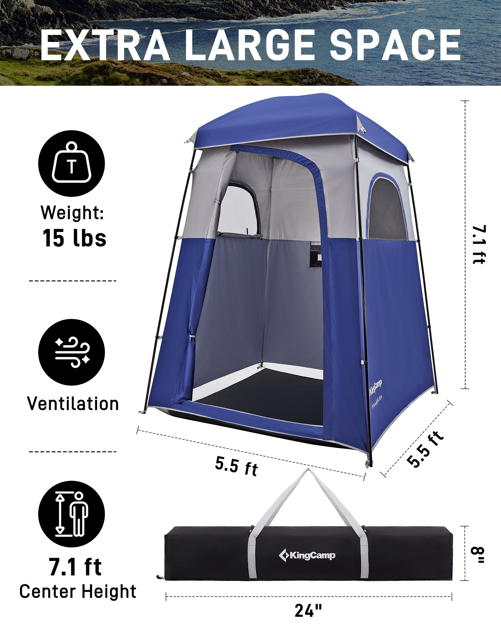 MARASUSA Single Privacy Shelter with 20L Solar Shower Bag