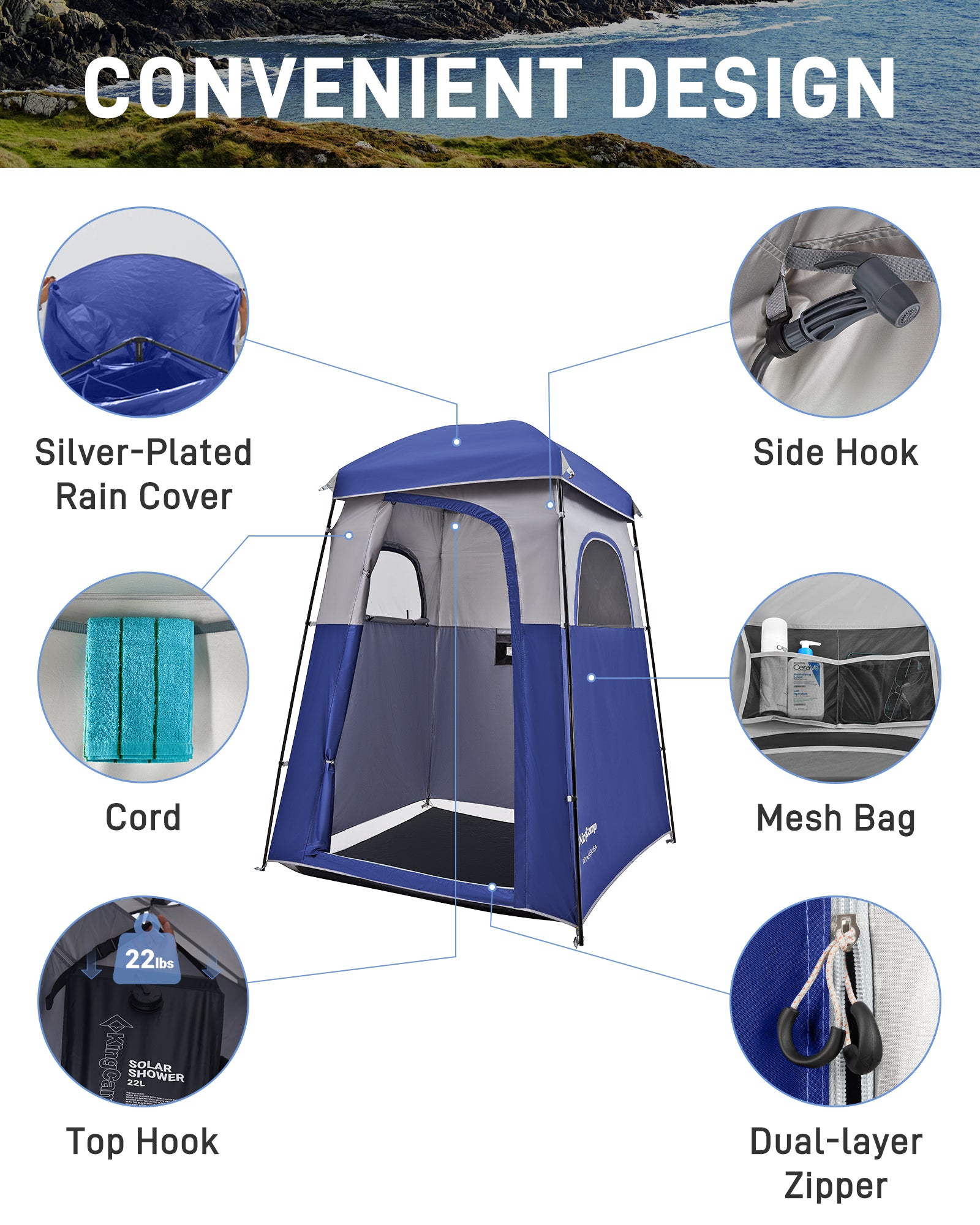 MARASUSA Single Privacy Shelter with 20L Solar Shower Bag